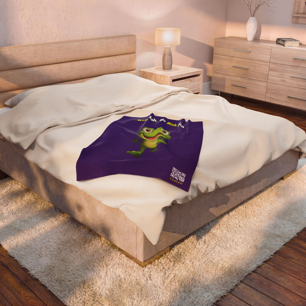 Leelee Frog Velveteen Plush Blanket — "Nah Wah, Ne Nah Nah" Cozy Throw for Kids & Frog Lovers