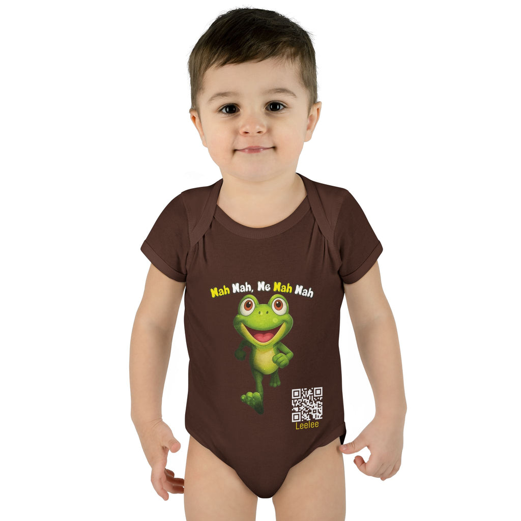 Baby Bodysuit – Cute Running Leelee Frog "Nah Nah, Ne Nah Nah" Infant Onesie