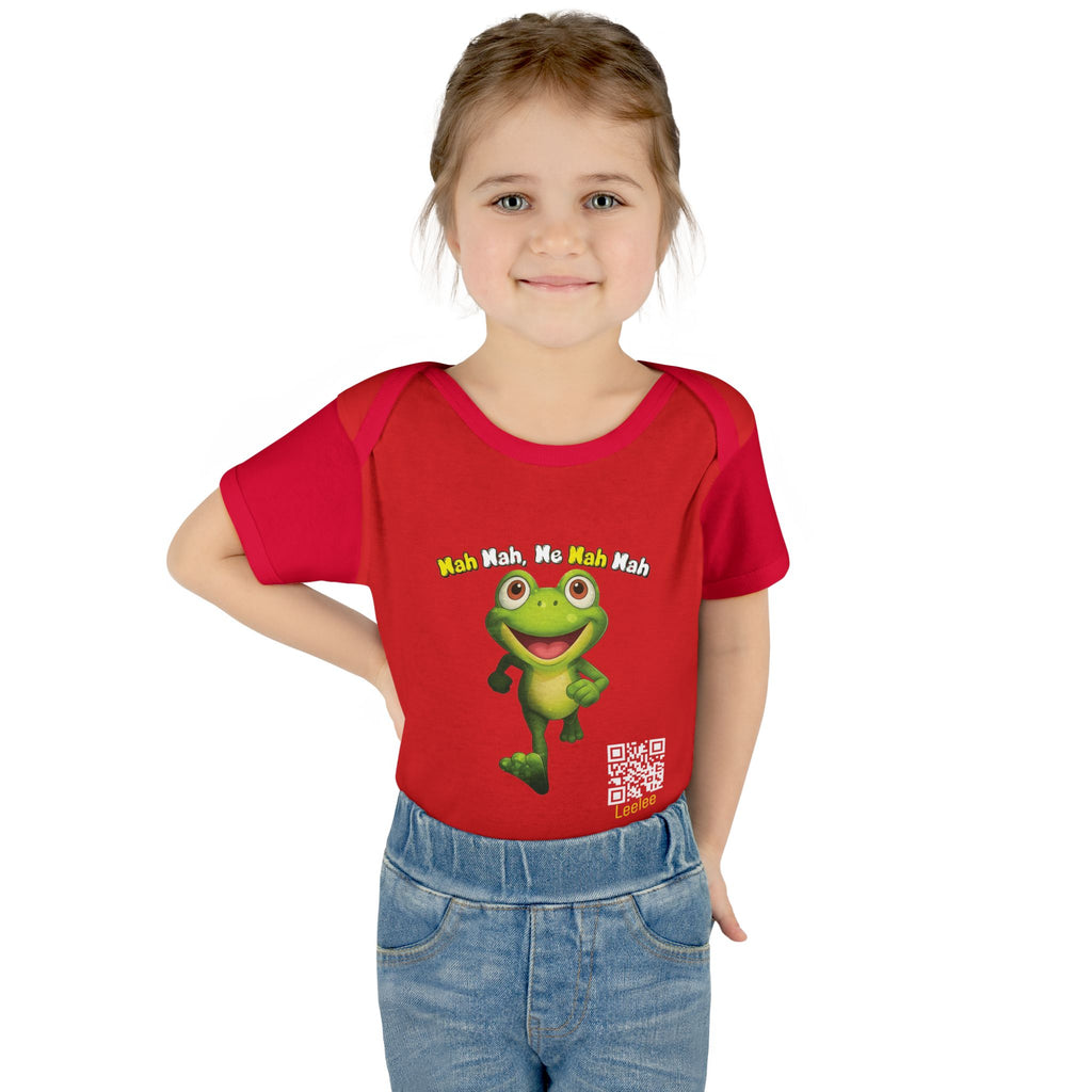 Baby Bodysuit – Cute Running Leelee Frog "Nah Nah, Ne Nah Nah" Infant Onesie