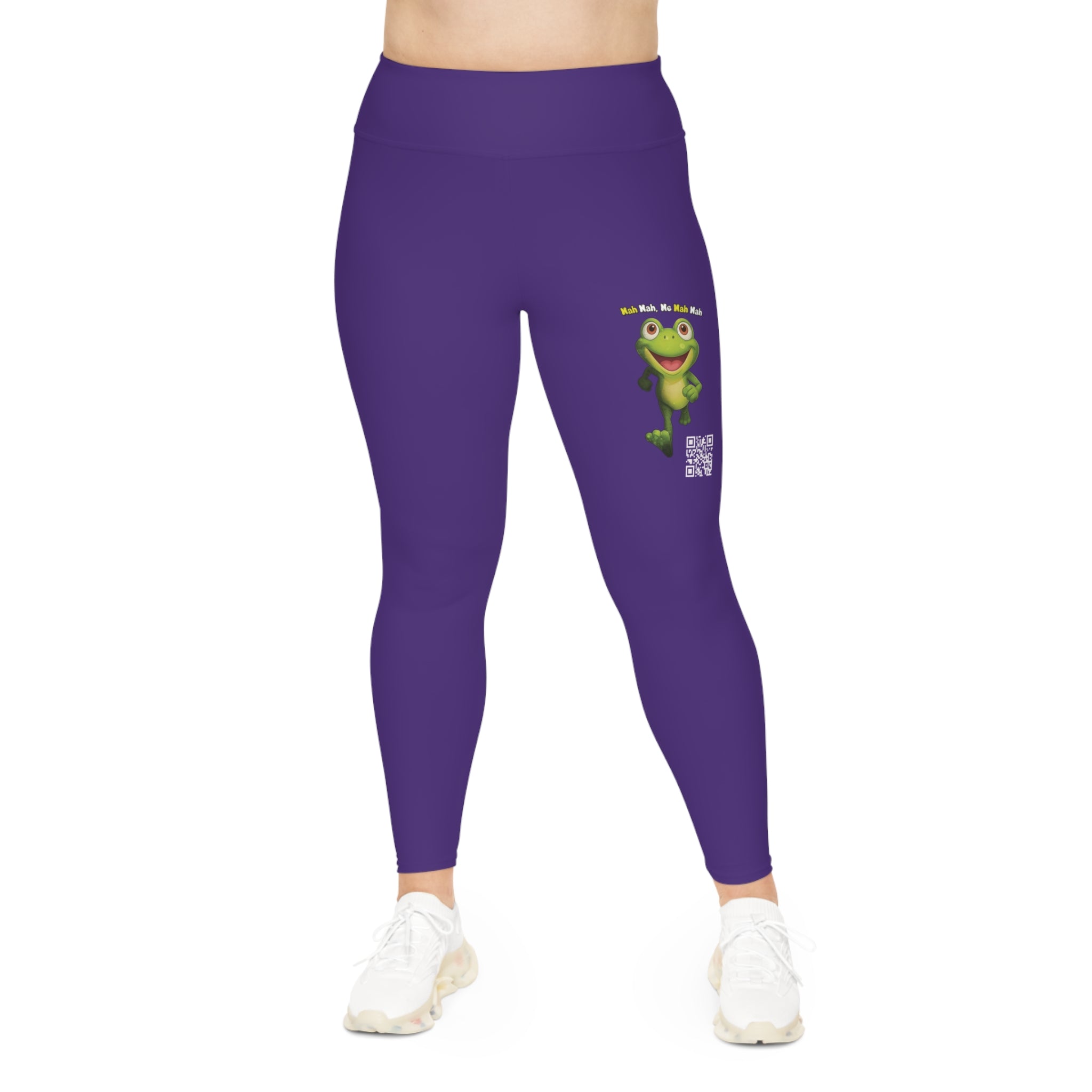 Leelee Inspired Plus Size Leggings (Purple) — Cute Smiling Leelee Running Frog Graphic Leggings