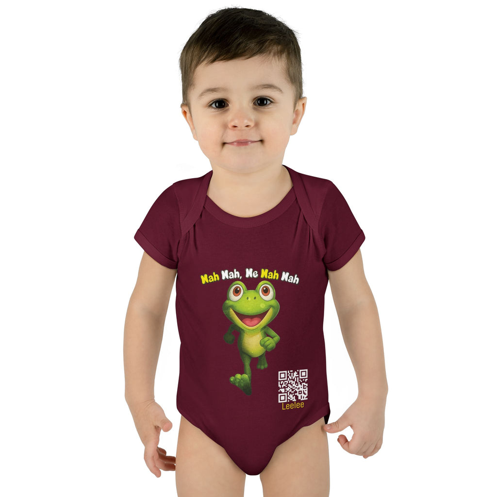 Baby Bodysuit – Cute Running Leelee Frog "Nah Nah, Ne Nah Nah" Infant Onesie