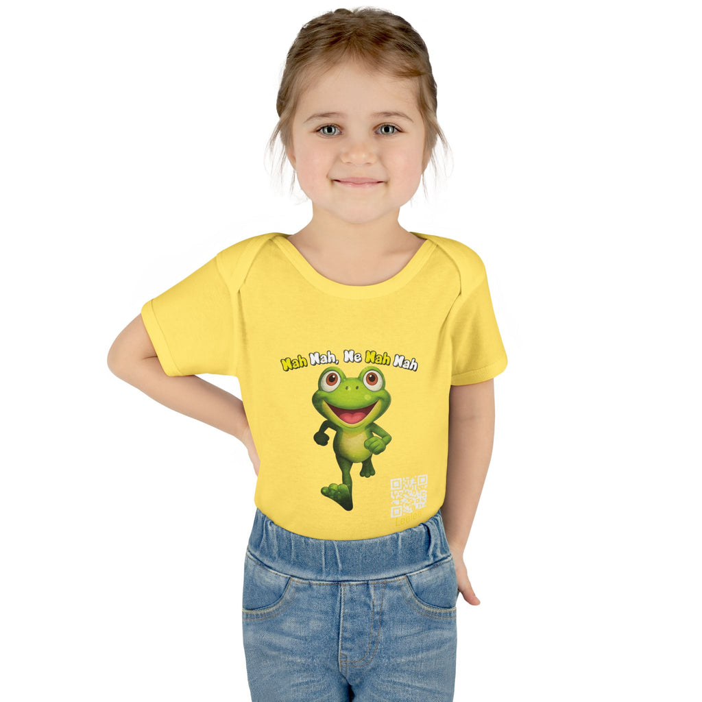 Baby Bodysuit – Cute Running Leelee Frog "Nah Nah, Ne Nah Nah" Infant Onesie