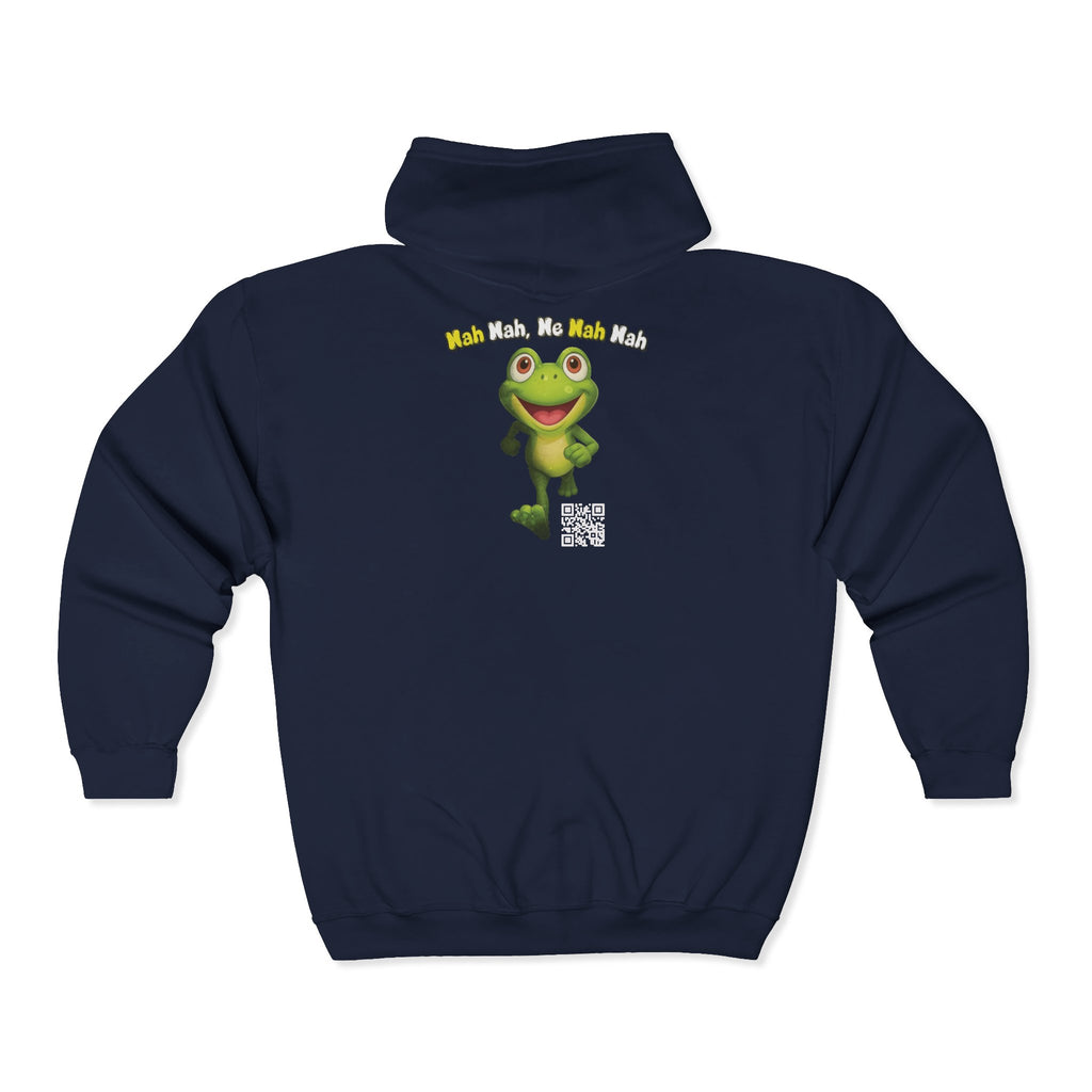 Leelee Running Frog Zip Pro Hoodie — Cute "Nah Nah, Ne Nah Nah" Graphic Full-Zip Sweatshirt