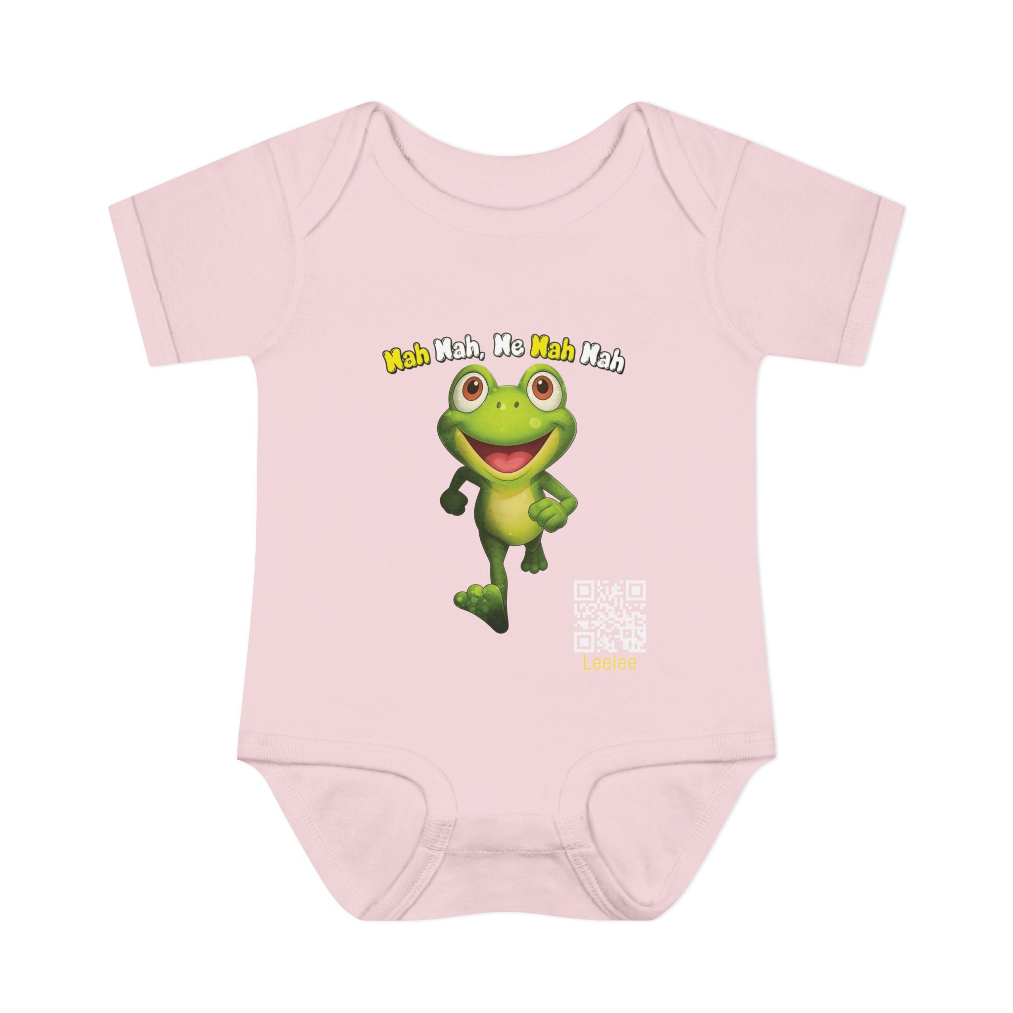 Baby Bodysuit – Cute Running Leelee Frog "Nah Nah, Ne Nah Nah" Infant Onesie