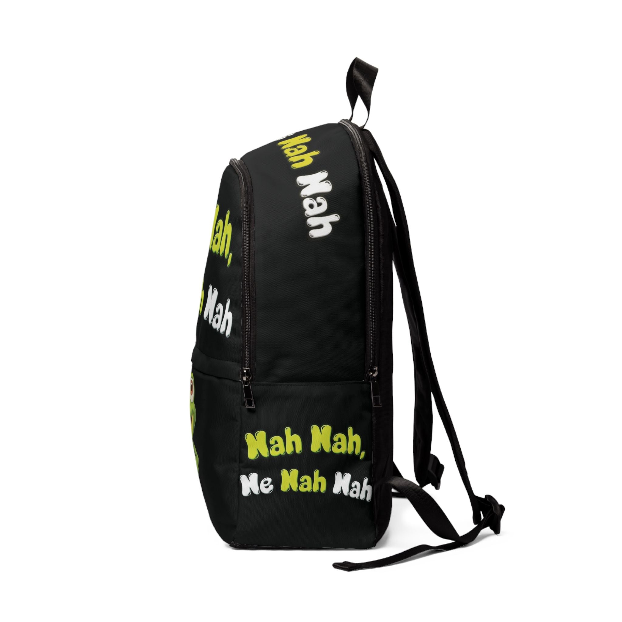 Black Backpack — "Nah Nah, Ne Nah Nah" Frog Print Kids Backpack