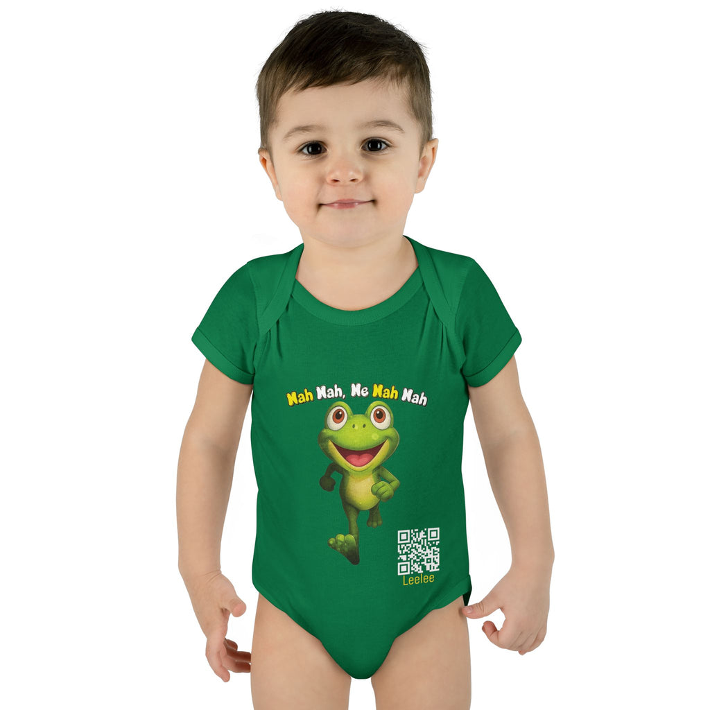 Baby Bodysuit – Cute Running Leelee Frog "Nah Nah, Ne Nah Nah" Infant Onesie
