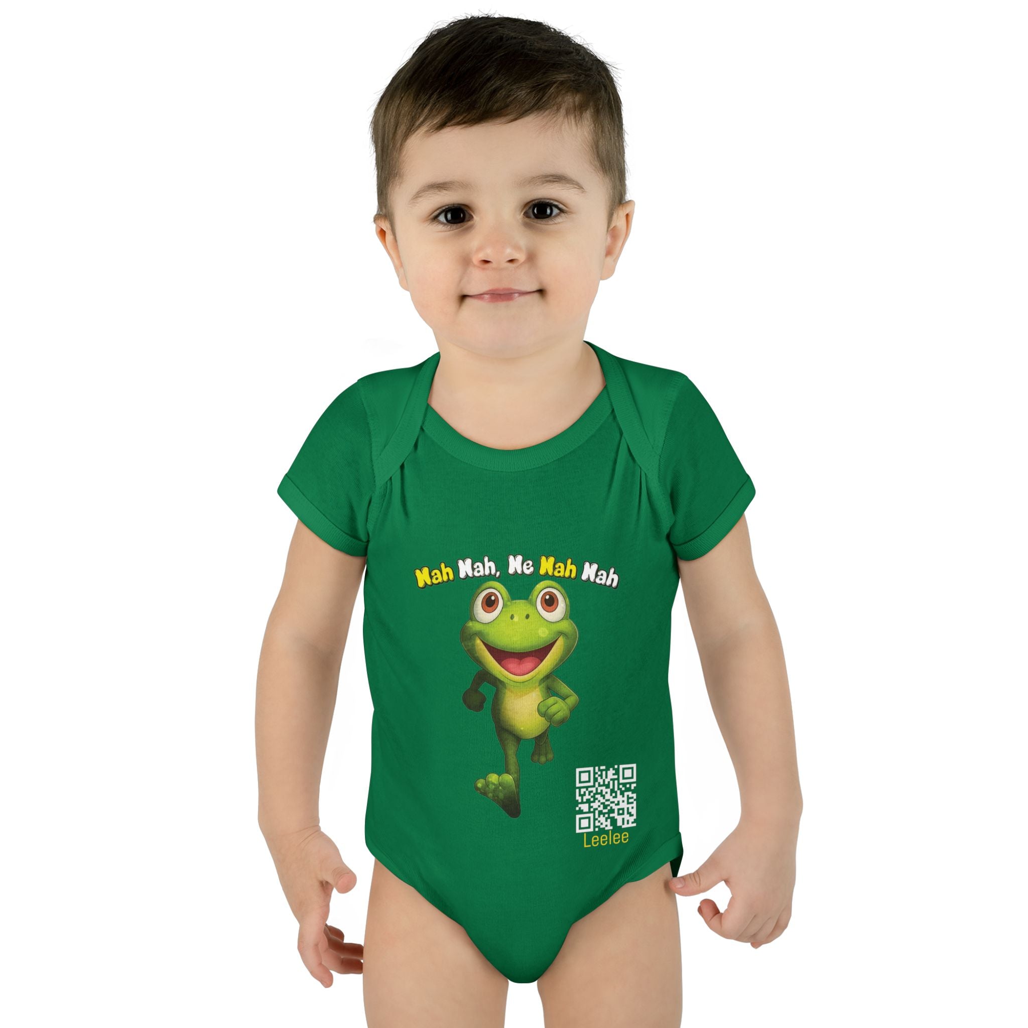 Baby Bodysuit – Cute Running Leelee Frog "Nah Nah, Ne Nah Nah" Infant Onesie