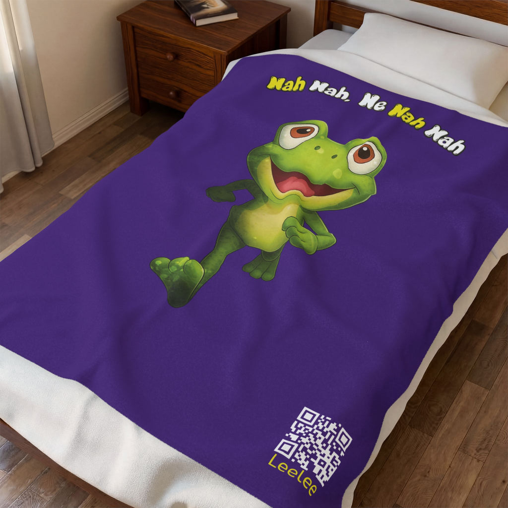 Leelee Frog Velveteen Plush Blanket — "Nah Wah, Ne Nah Nah" Cozy Throw for Kids & Frog Lovers