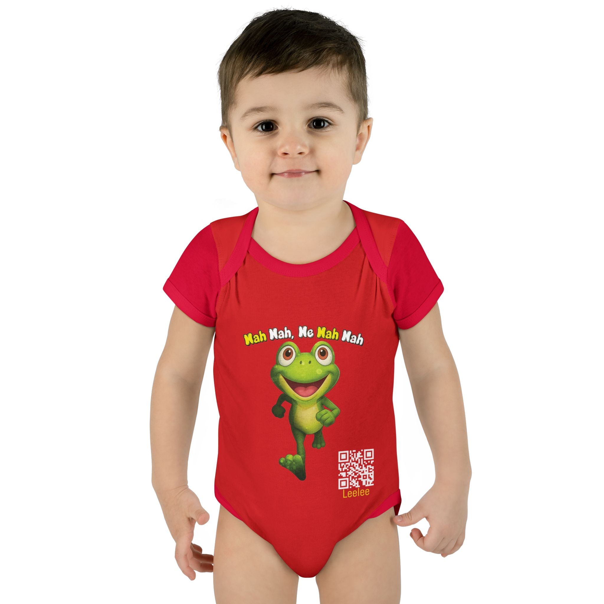 Baby Bodysuit – Cute Running Leelee Frog "Nah Nah, Ne Nah Nah" Infant Onesie