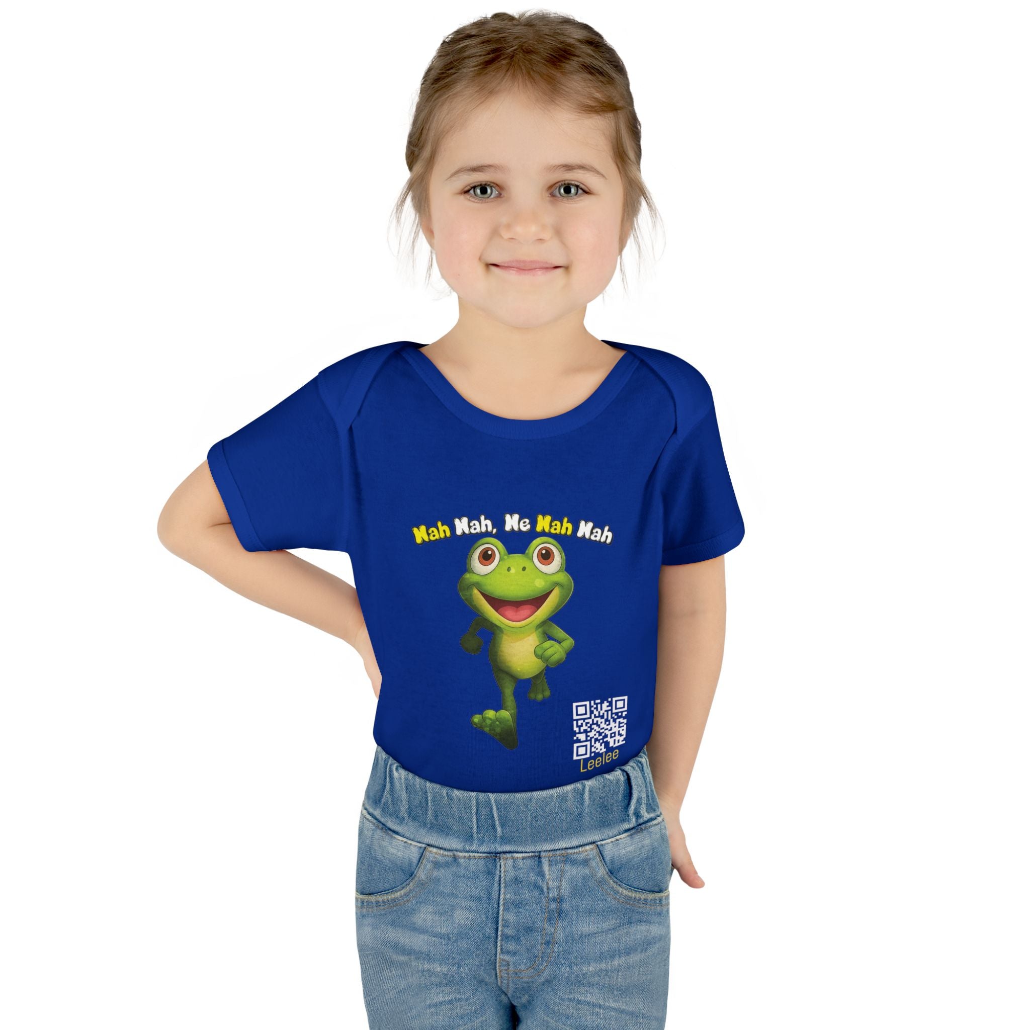 Baby Bodysuit – Cute Running Leelee Frog "Nah Nah, Ne Nah Nah" Infant Onesie