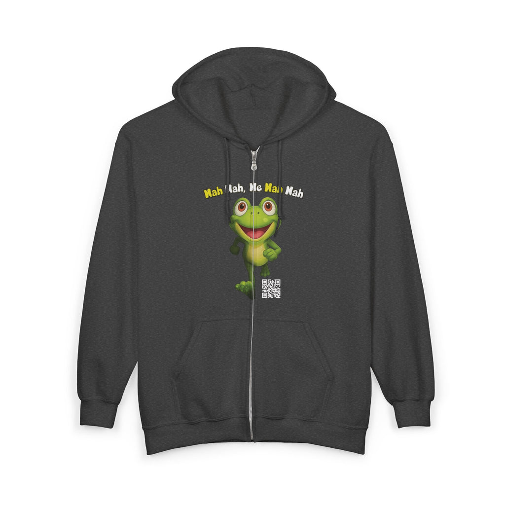 Leelee Running Frog Zip Hoodie — Cute "Nah Nah, Ne Nah Nah" Graphic Full-Zip Sweatshirt