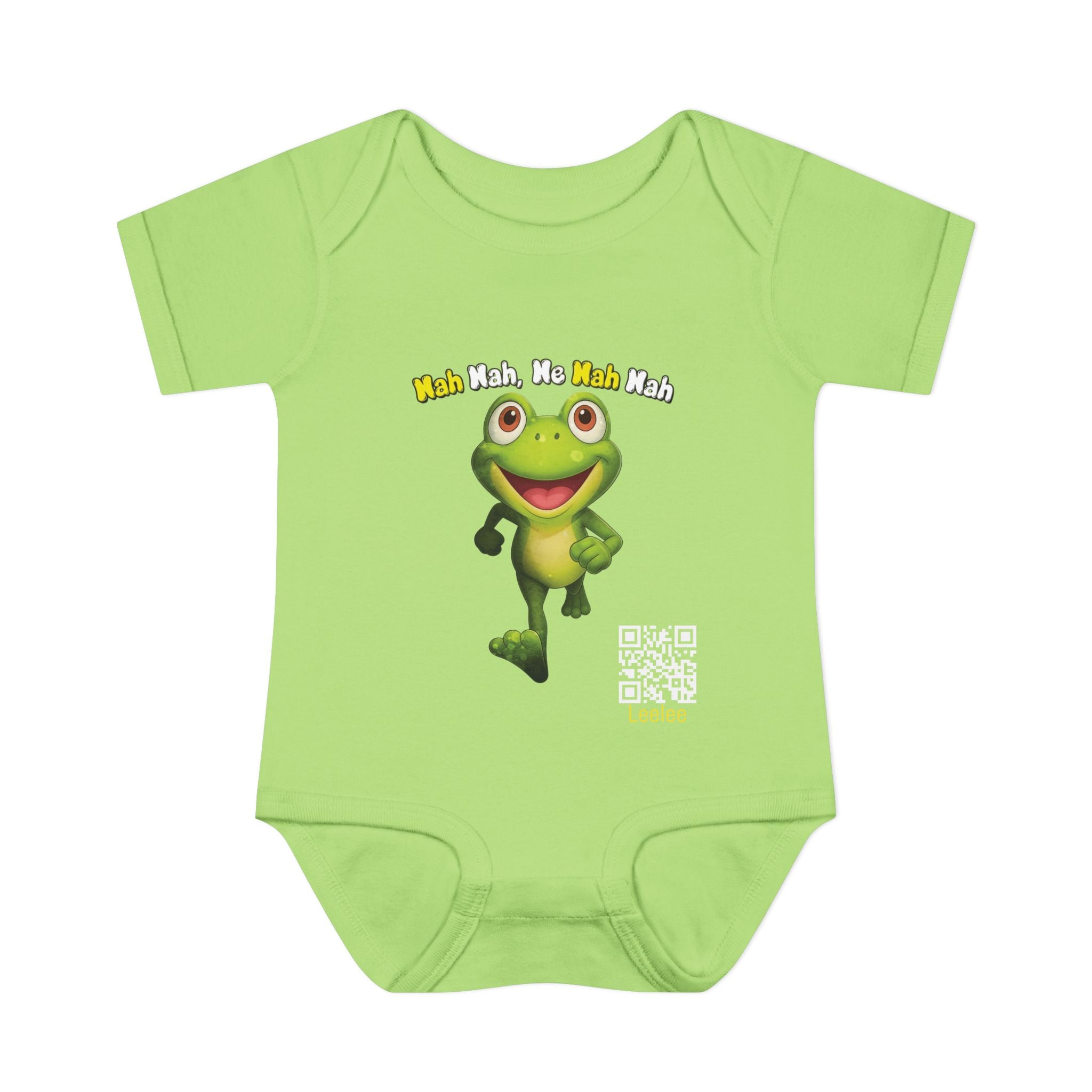 Baby Bodysuit – Cute Running Leelee Frog "Nah Nah, Ne Nah Nah" Infant Onesie