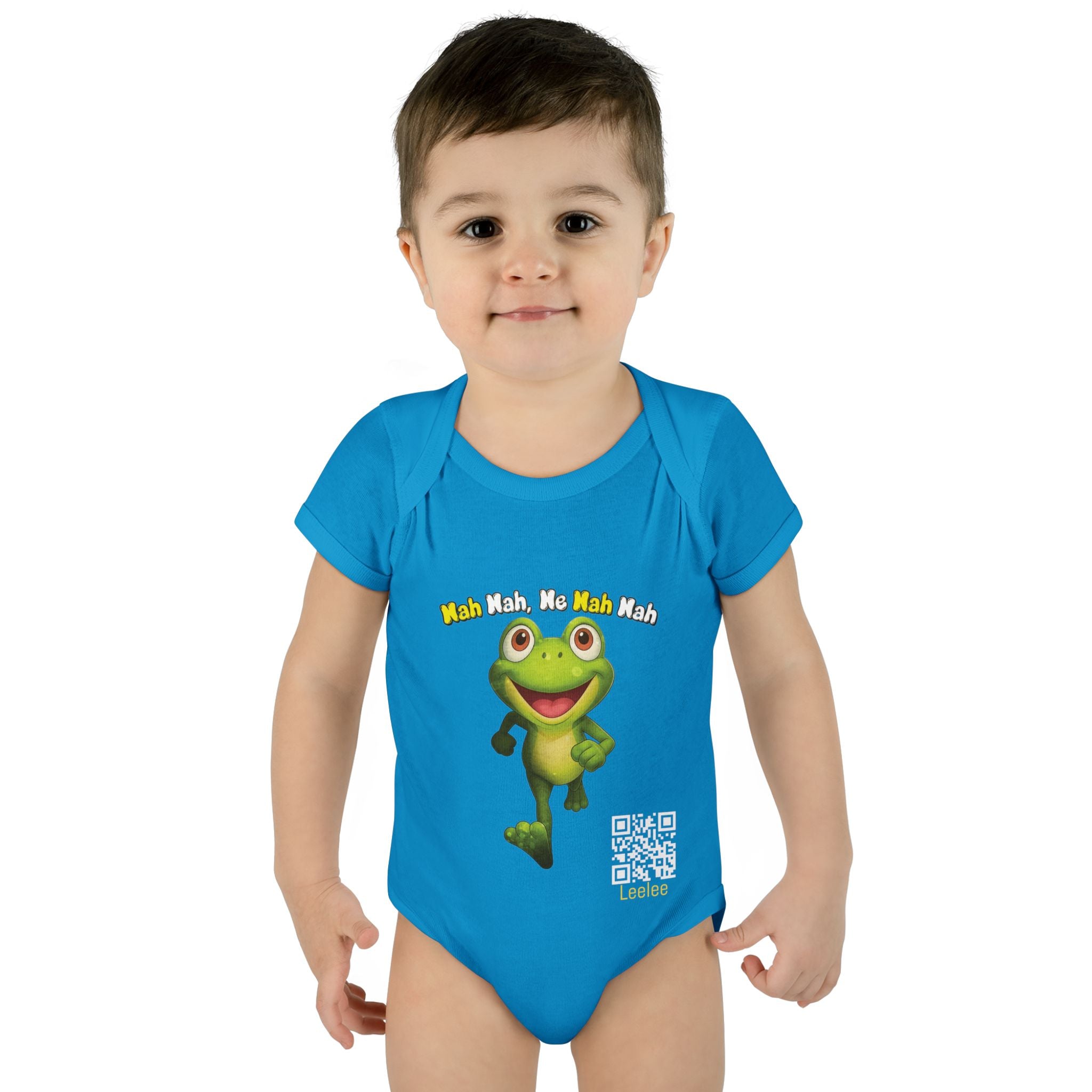 Baby Bodysuit – Cute Running Leelee Frog "Nah Nah, Ne Nah Nah" Infant Onesie