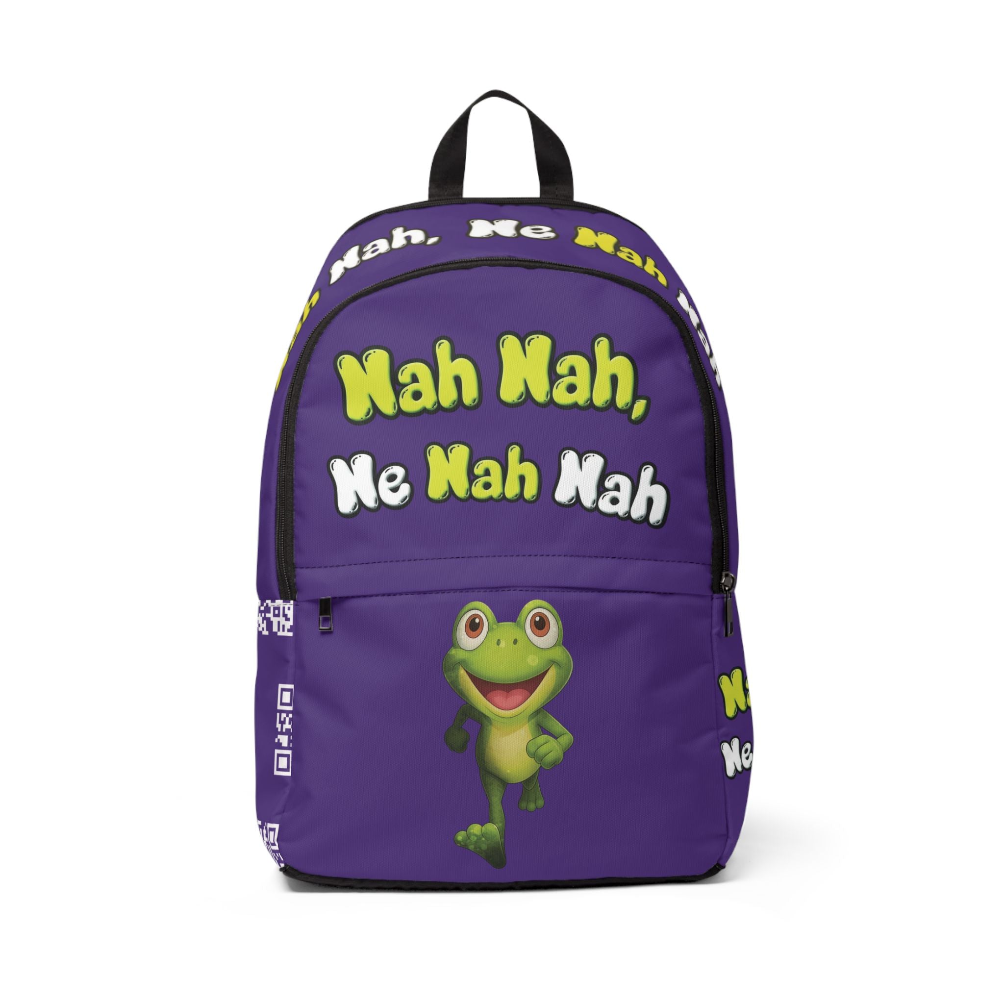Purple Backpack — "Nah Nah, Ne Nah Nah" Frog Print Kids Backpack