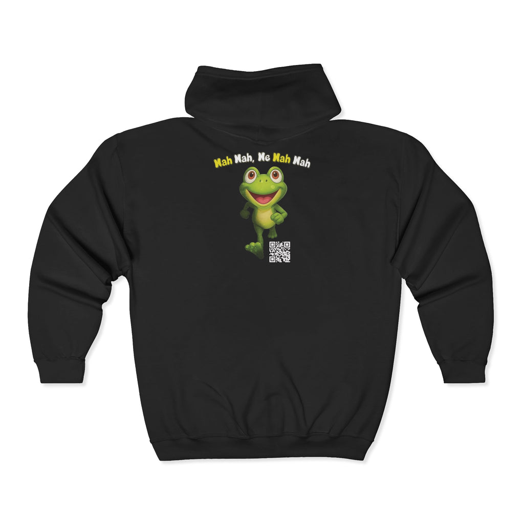 Leelee Running Frog Zip Pro Hoodie — Cute "Nah Nah, Ne Nah Nah" Graphic Full-Zip Sweatshirt
