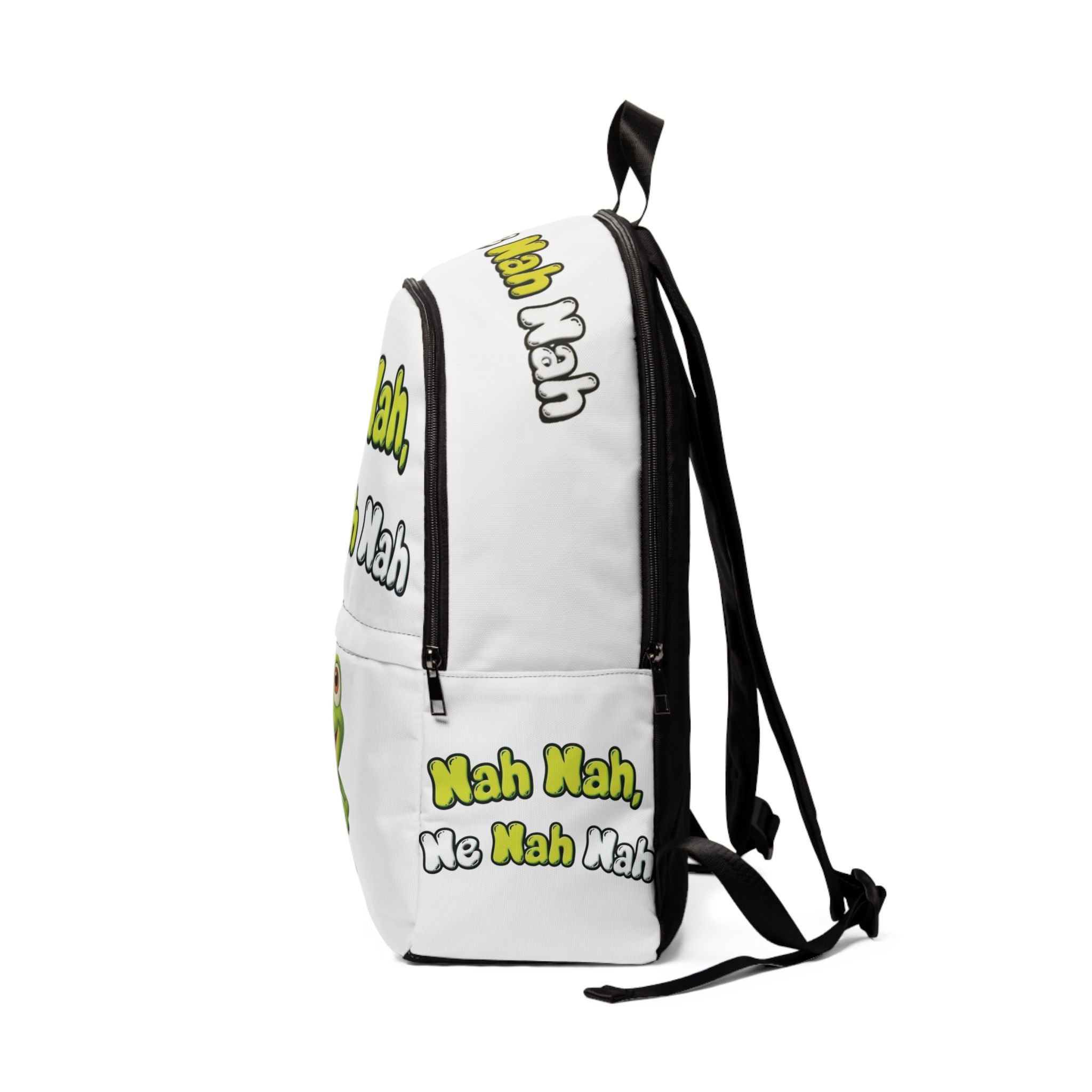 White Leelee Backpack — "Nah Nah, Ne Nah Nah" Frog Print Kids Backpack