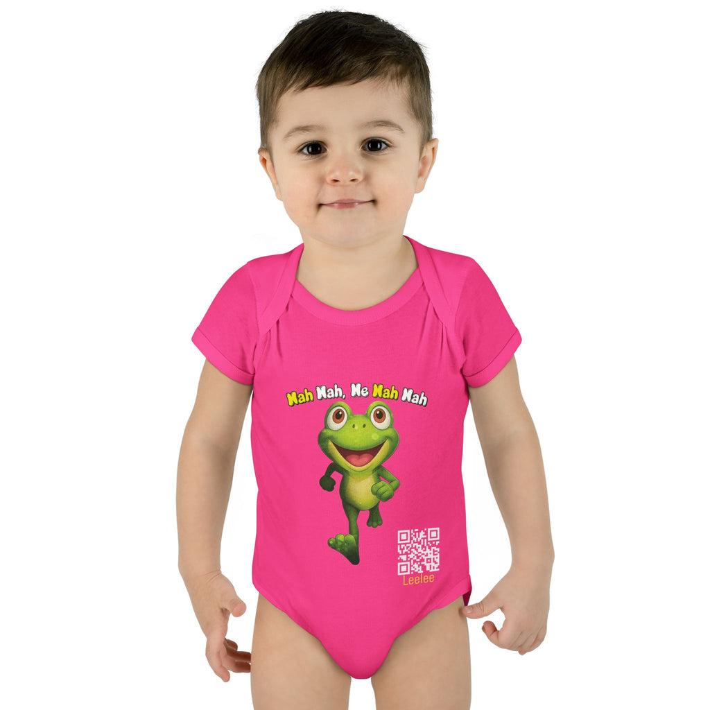 Baby Bodysuit – Cute Running Leelee Frog "Nah Nah, Ne Nah Nah" Infant Onesie
