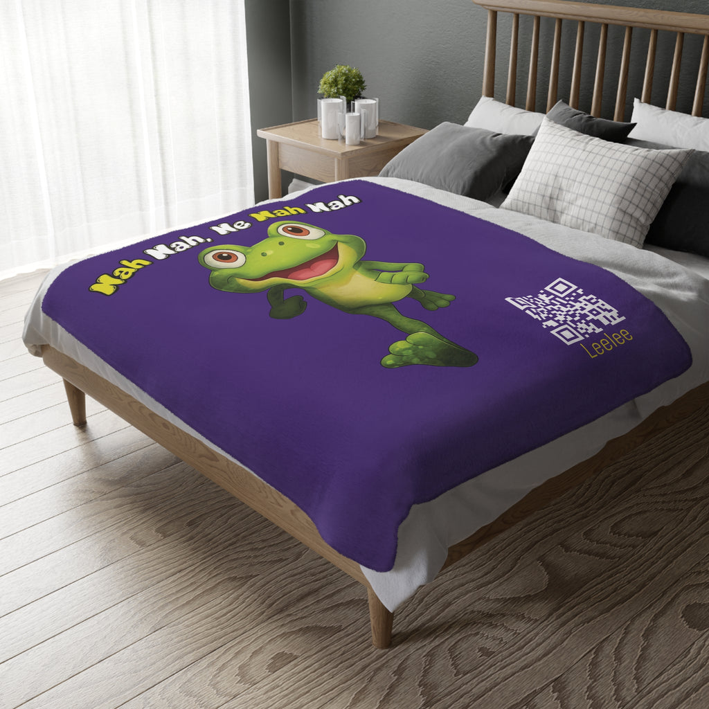 Cute Leelee Running Frog "Nah Nah, Ne Nah Nah" Microfiber Blanket
