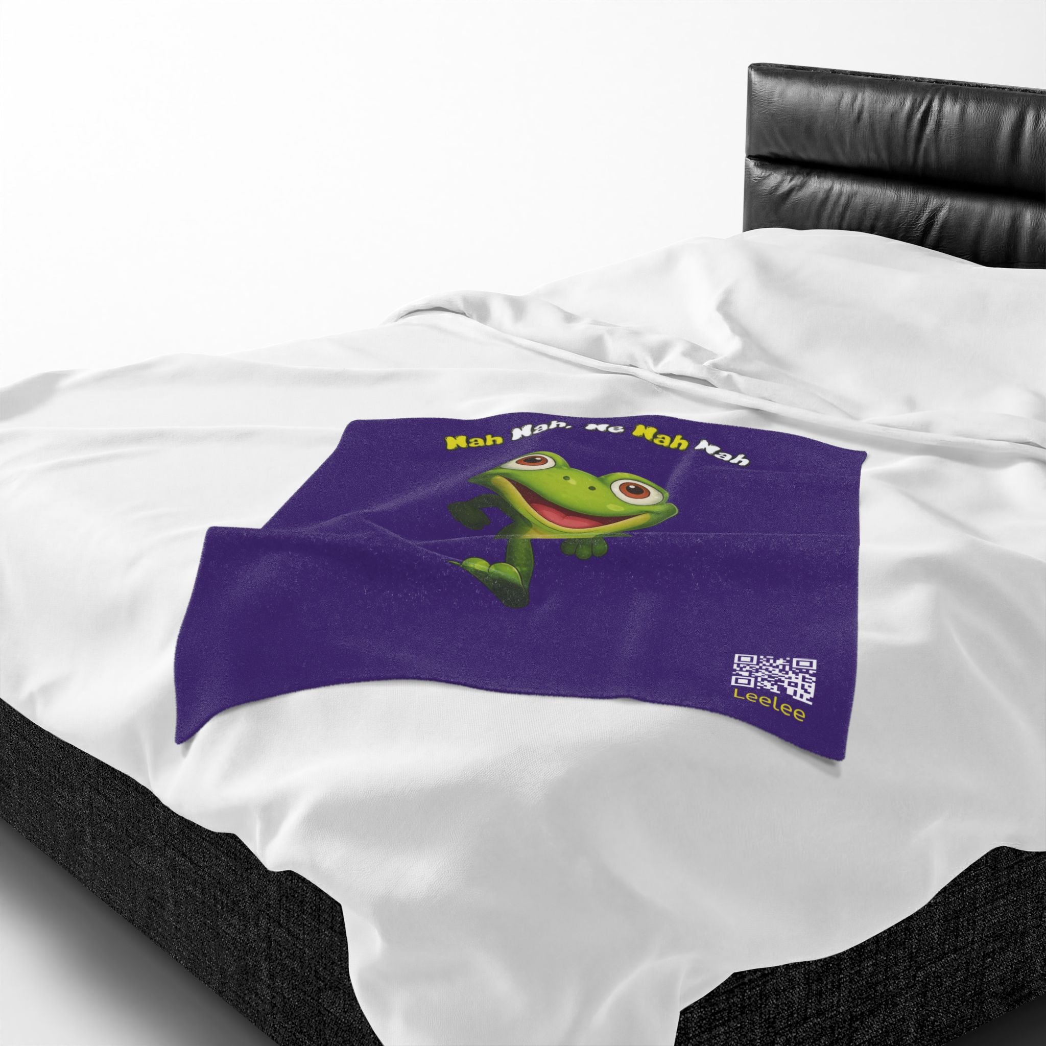 Leelee Frog Velveteen Plush Blanket — "Nah Wah, Ne Nah Nah" Cozy Throw for Kids & Frog Lovers