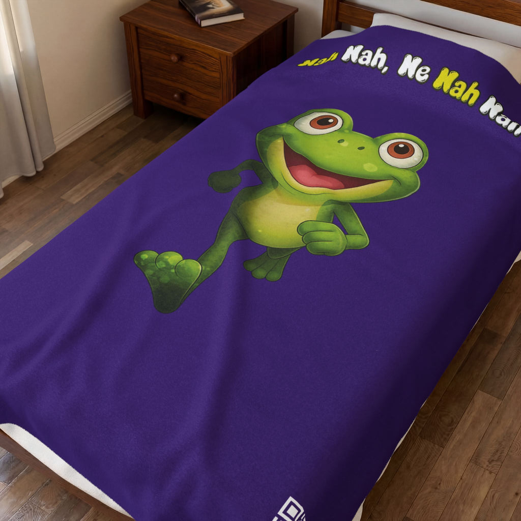 Leelee Frog Velveteen Plush Blanket — "Nah Wah, Ne Nah Nah" Cozy Throw for Kids & Frog Lovers