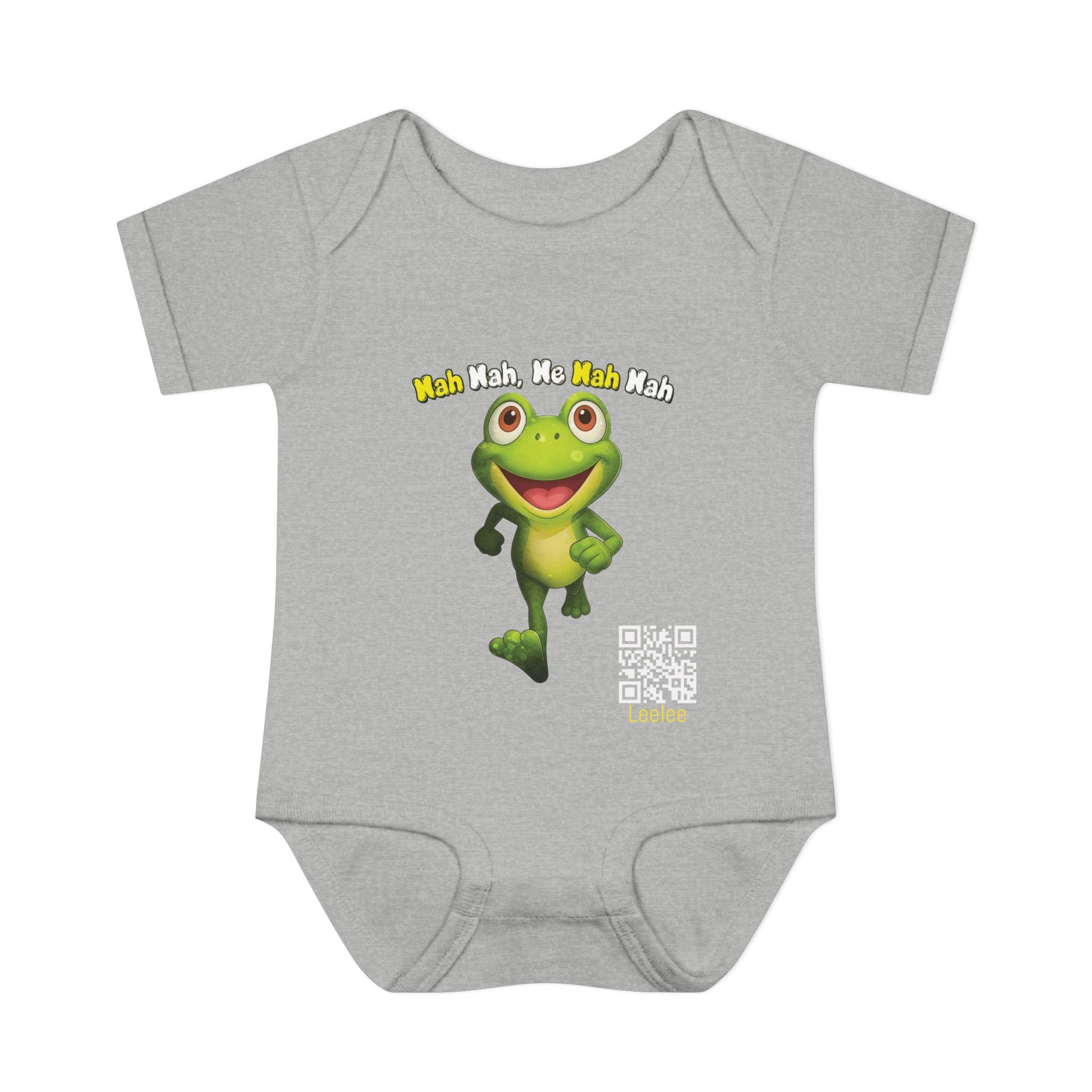 Baby Bodysuit – Cute Running Leelee Frog "Nah Nah, Ne Nah Nah" Infant Onesie