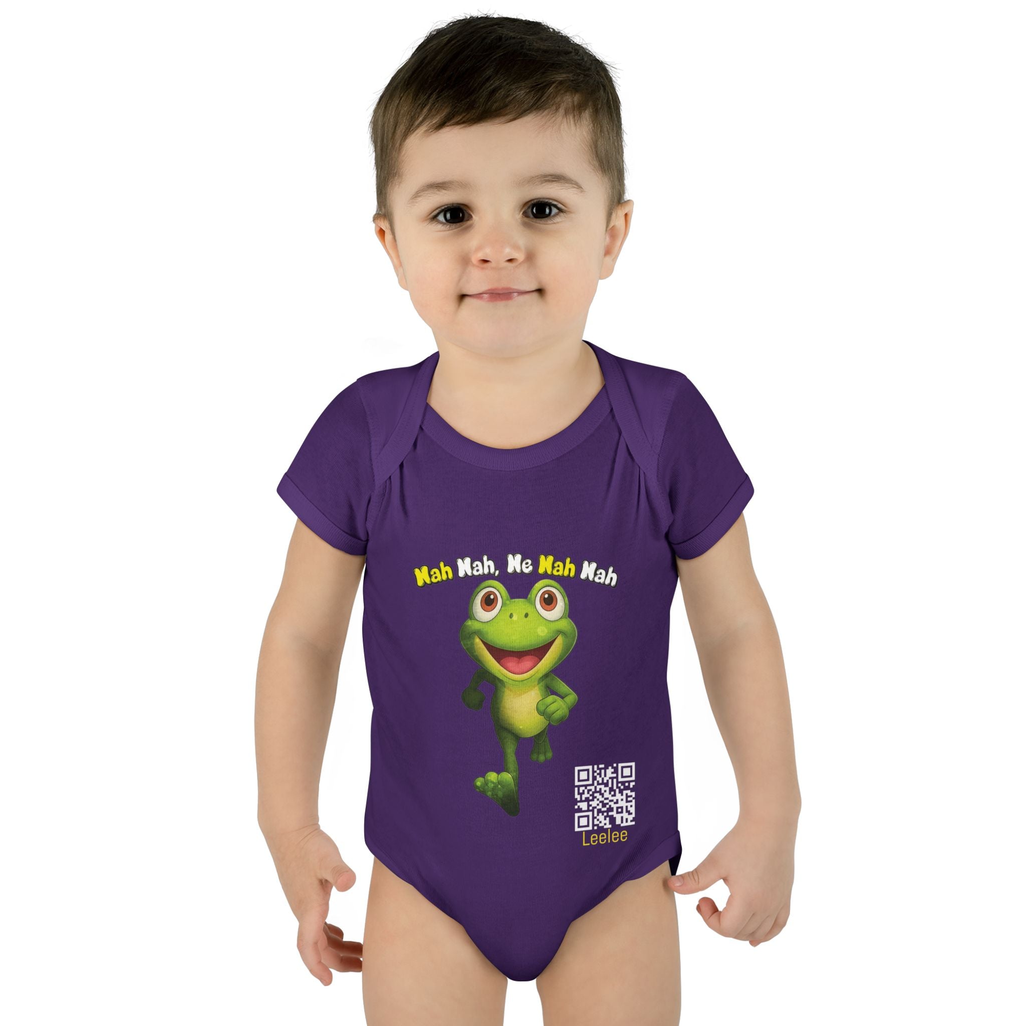 Baby Bodysuit – Cute Running Leelee Frog "Nah Nah, Ne Nah Nah" Infant Onesie