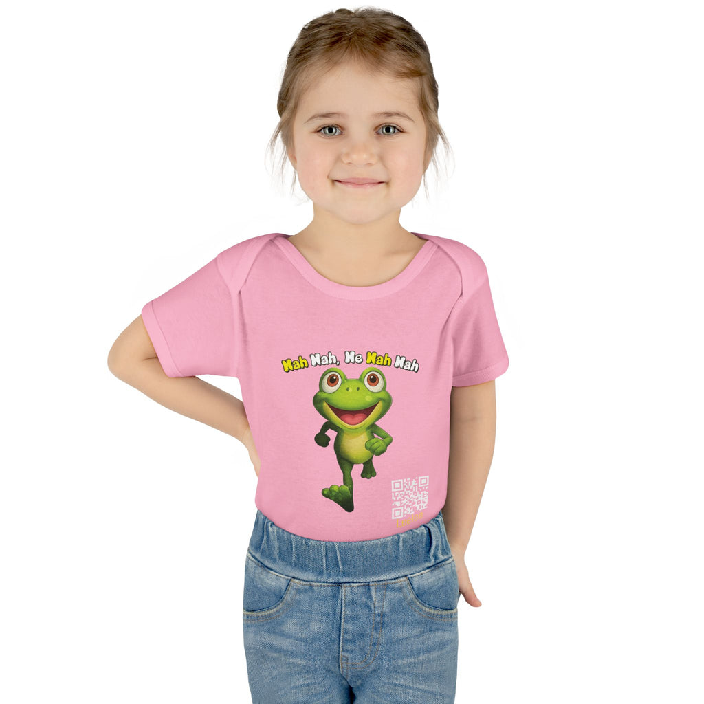 Baby Bodysuit – Cute Running Leelee Frog "Nah Nah, Ne Nah Nah" Infant Onesie