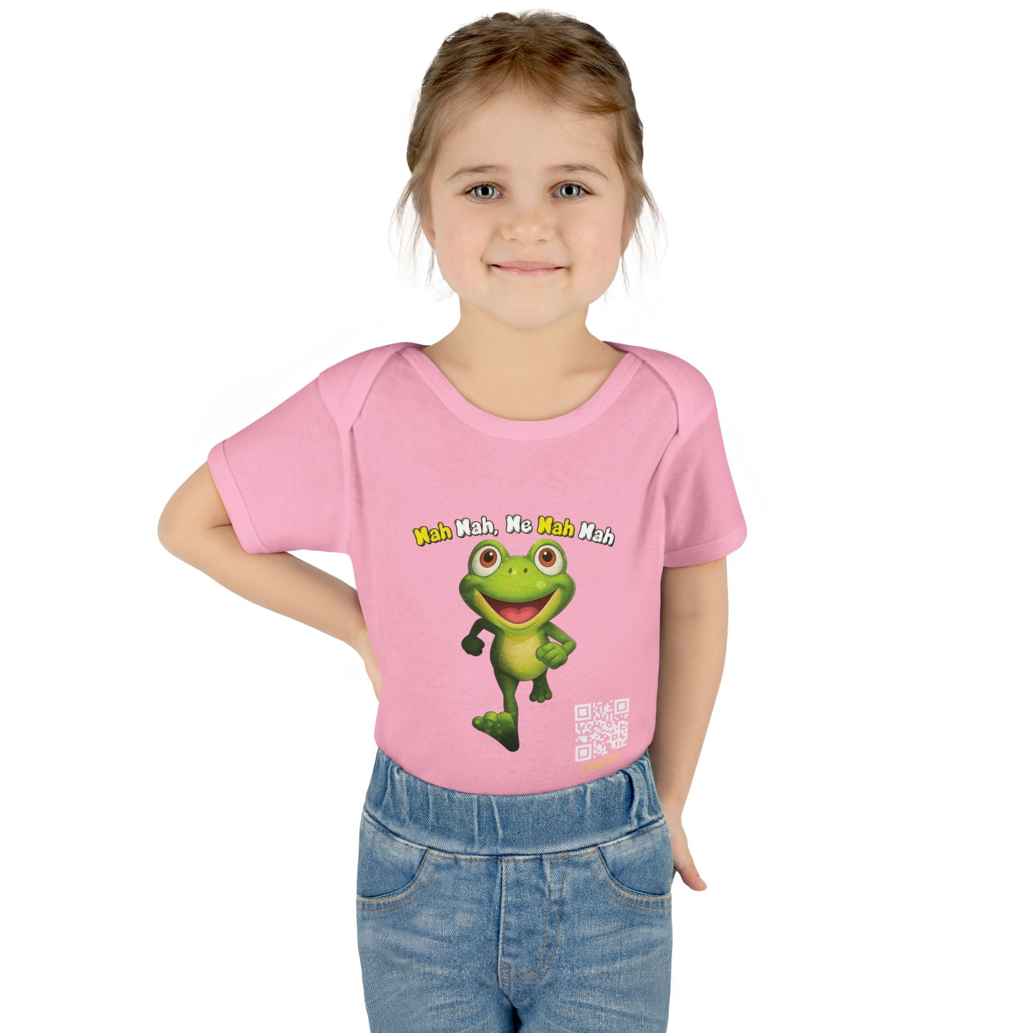 Baby Bodysuit – Cute Running Leelee Frog "Nah Nah, Ne Nah Nah" Infant Onesie