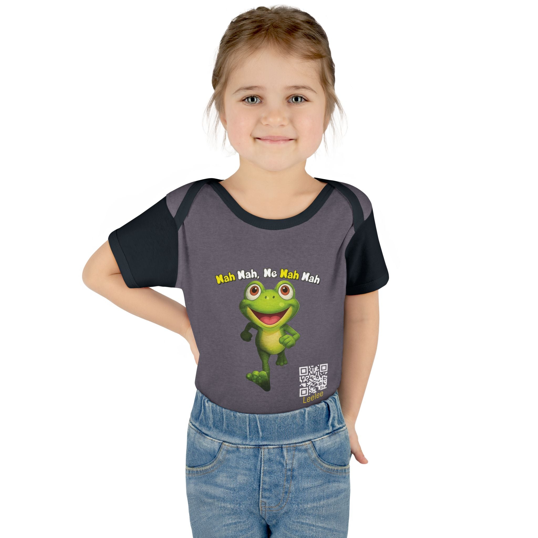 Baby Bodysuit – Cute Running Leelee Frog "Nah Nah, Ne Nah Nah" Infant Onesie
