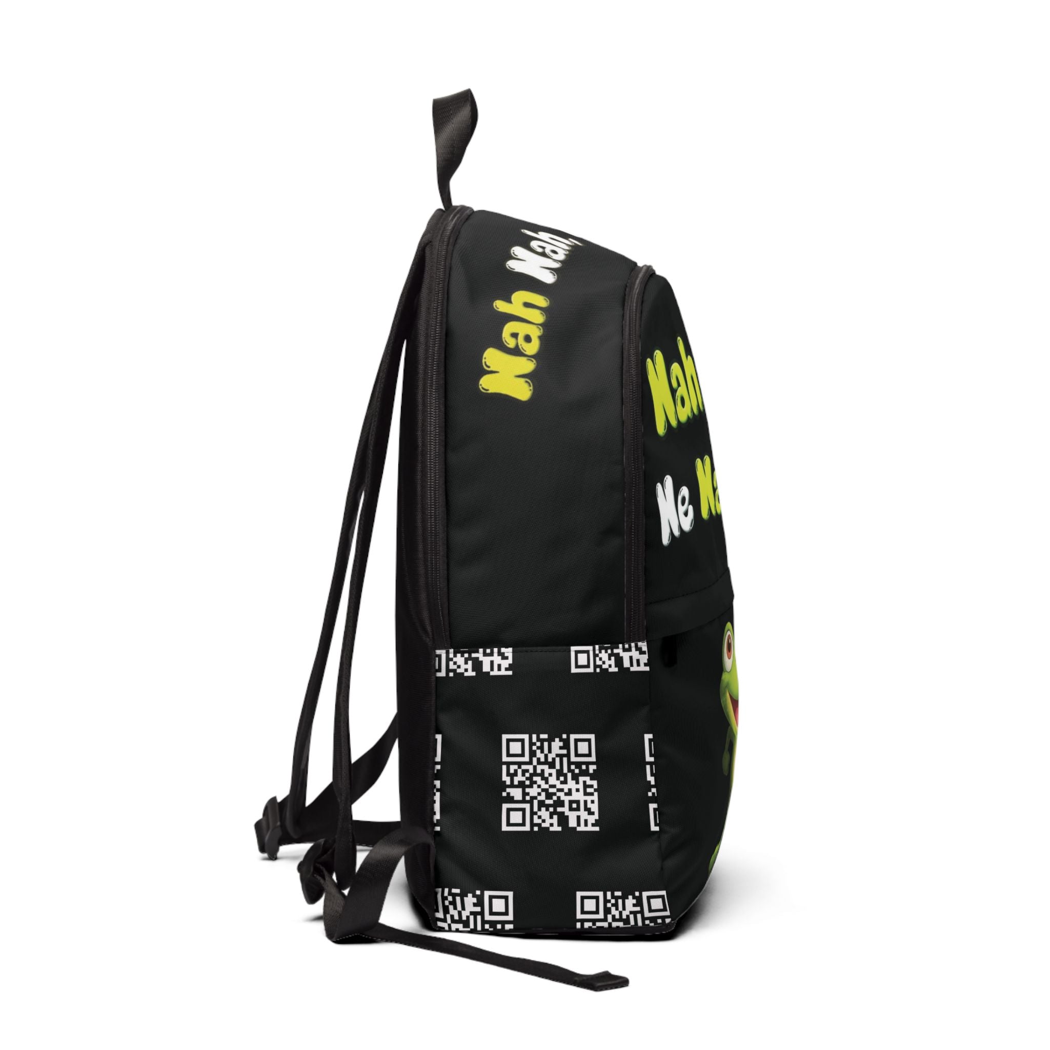 Black Backpack — "Nah Nah, Ne Nah Nah" Frog Print Kids Backpack