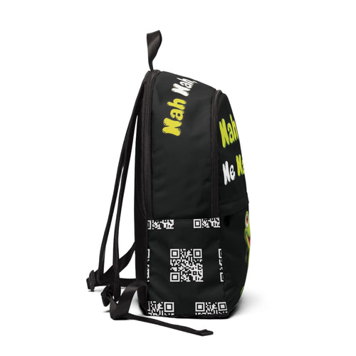Black Backpack — "Nah Nah, Ne Nah Nah" Frog Print Kids Backpack