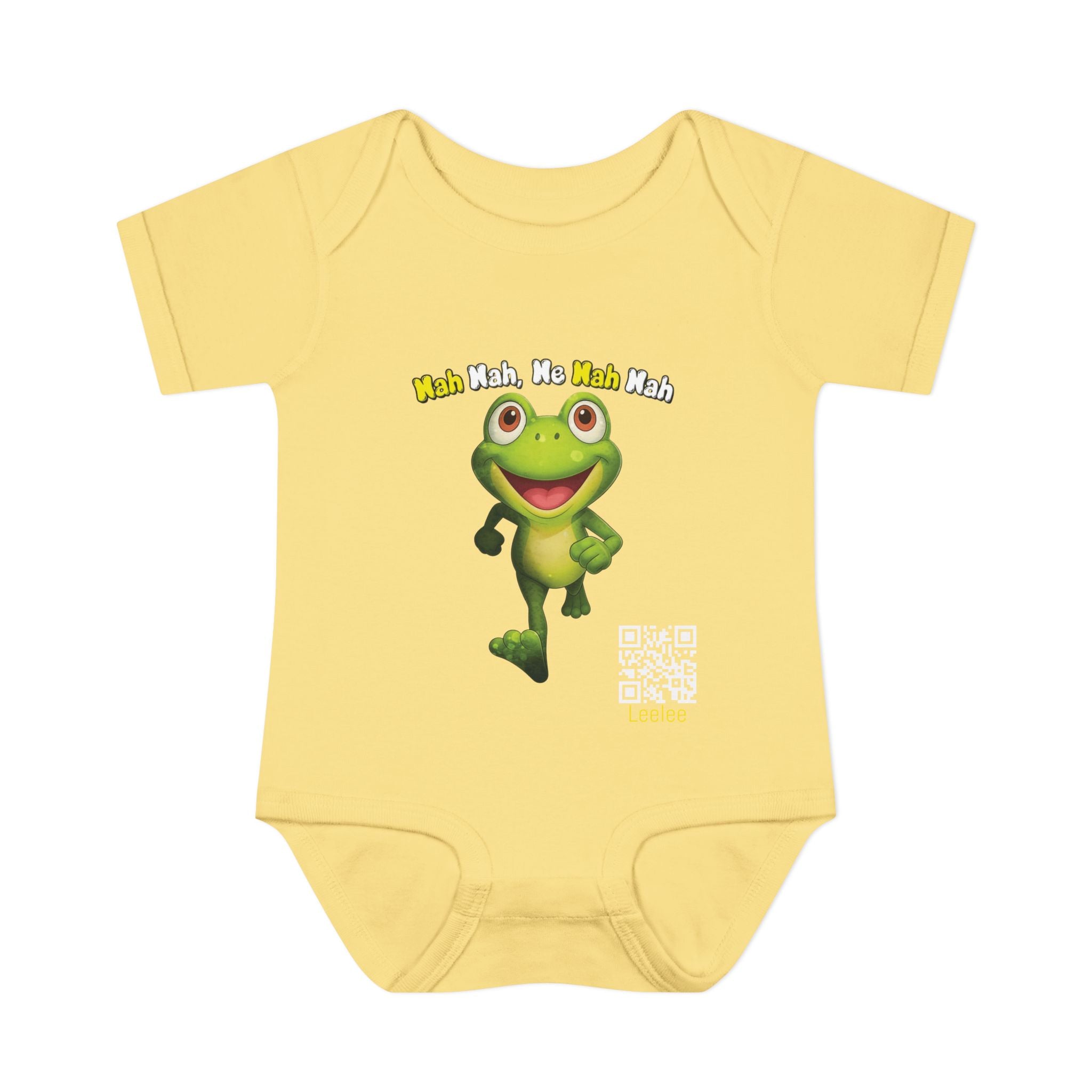 Baby Bodysuit – Cute Running Leelee Frog "Nah Nah, Ne Nah Nah" Infant Onesie