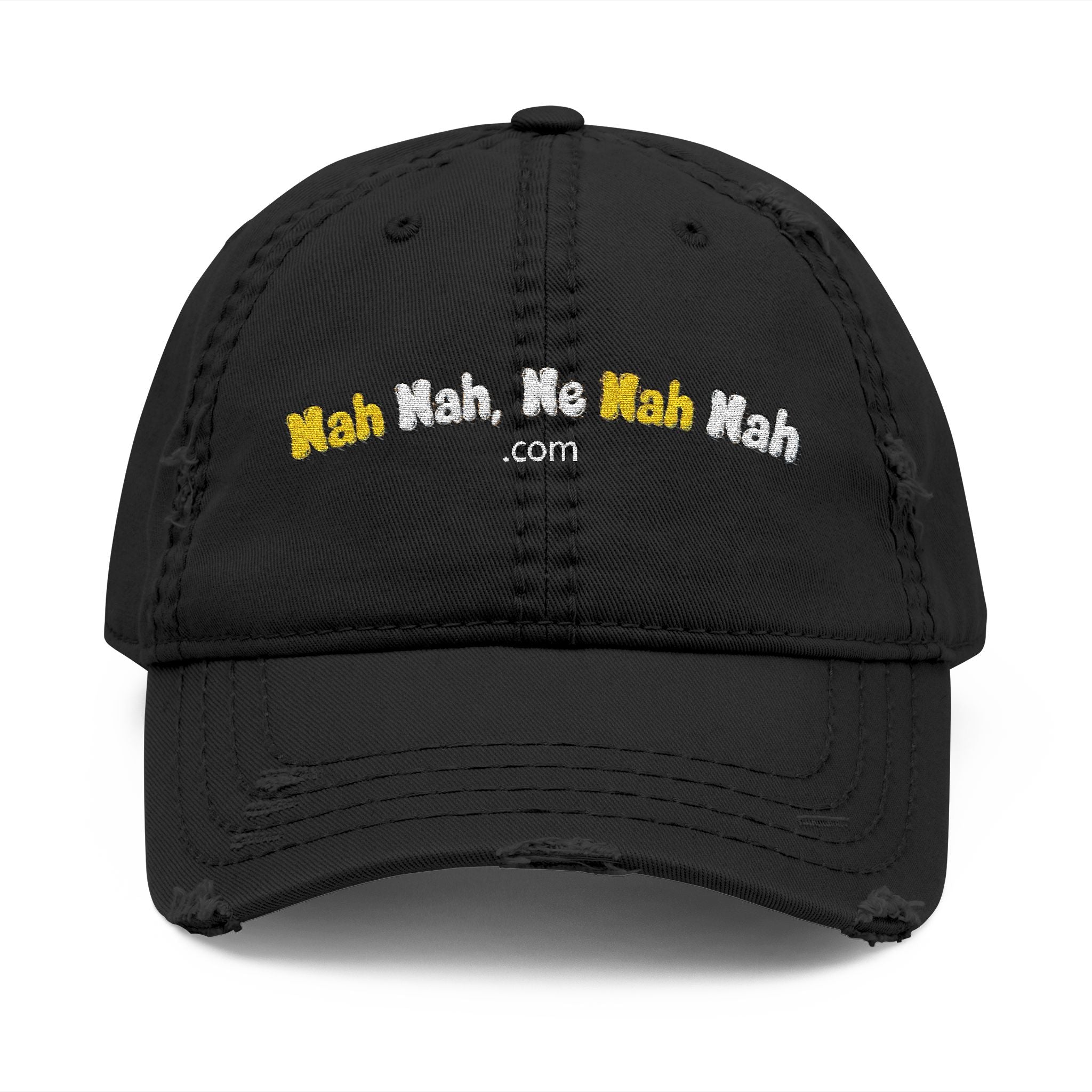 Distressed Embroidered Nah Nah Ne Nah Nah Dad Hat — Vintage Casual Cap for Tech & Trend Fans