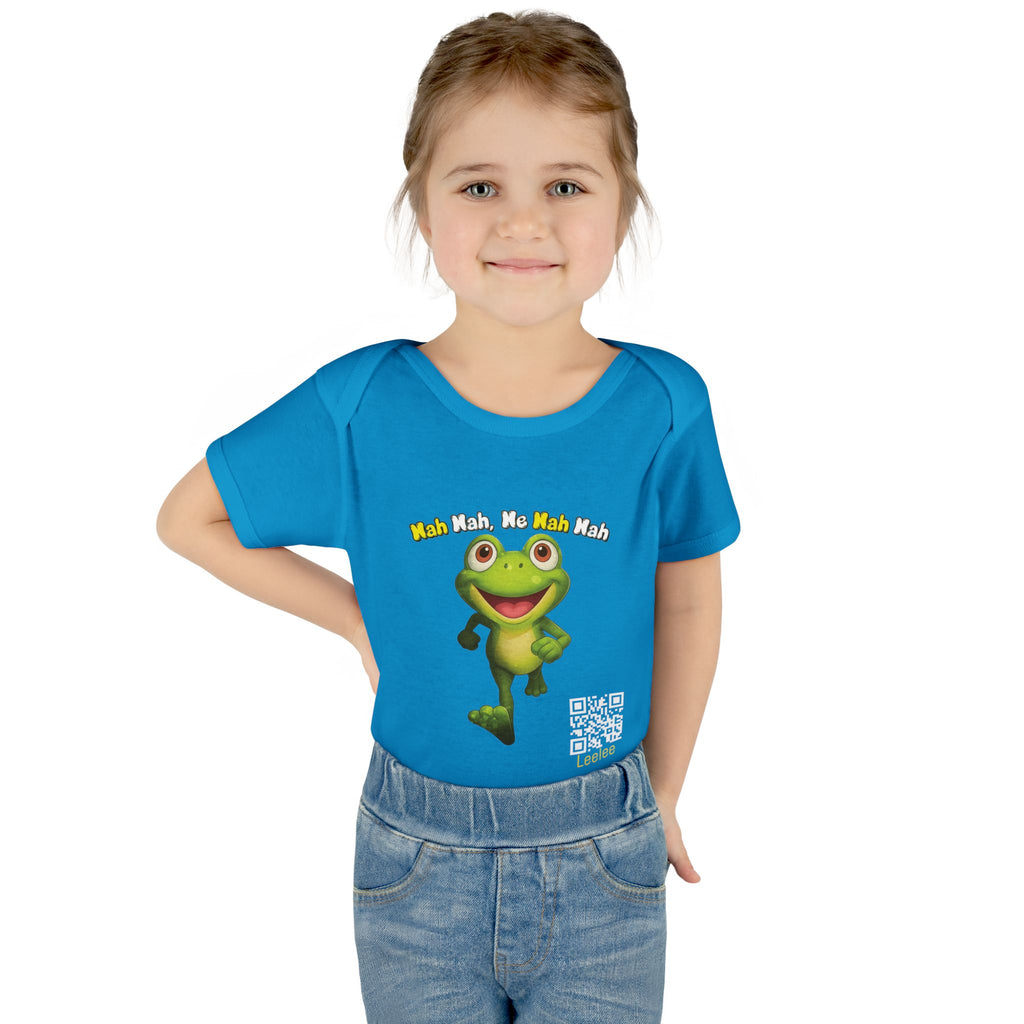 Baby Bodysuit – Cute Running Leelee Frog "Nah Nah, Ne Nah Nah" Infant Onesie