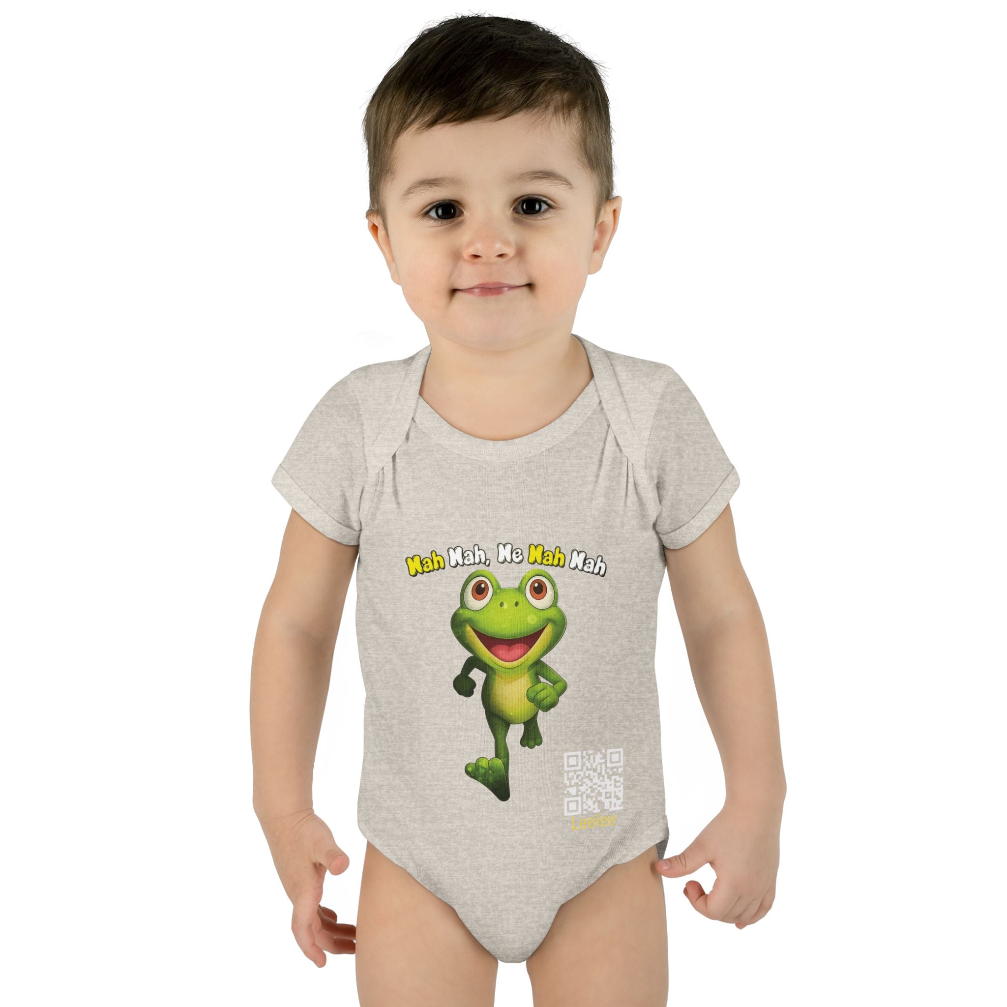 Baby Bodysuit – Cute Running Leelee Frog "Nah Nah, Ne Nah Nah" Infant Onesie