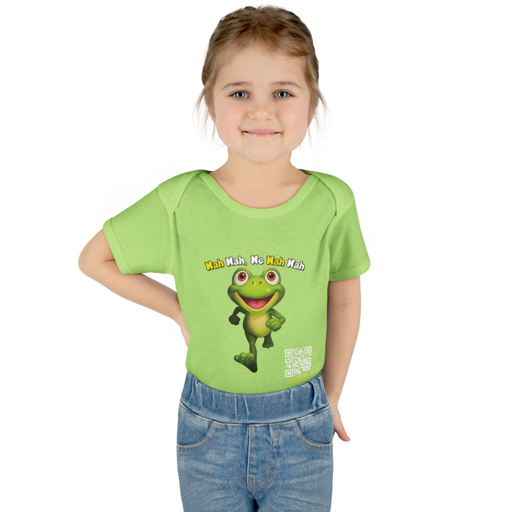 Baby Bodysuit – Cute Running Leelee Frog "Nah Nah, Ne Nah Nah" Infant Onesie