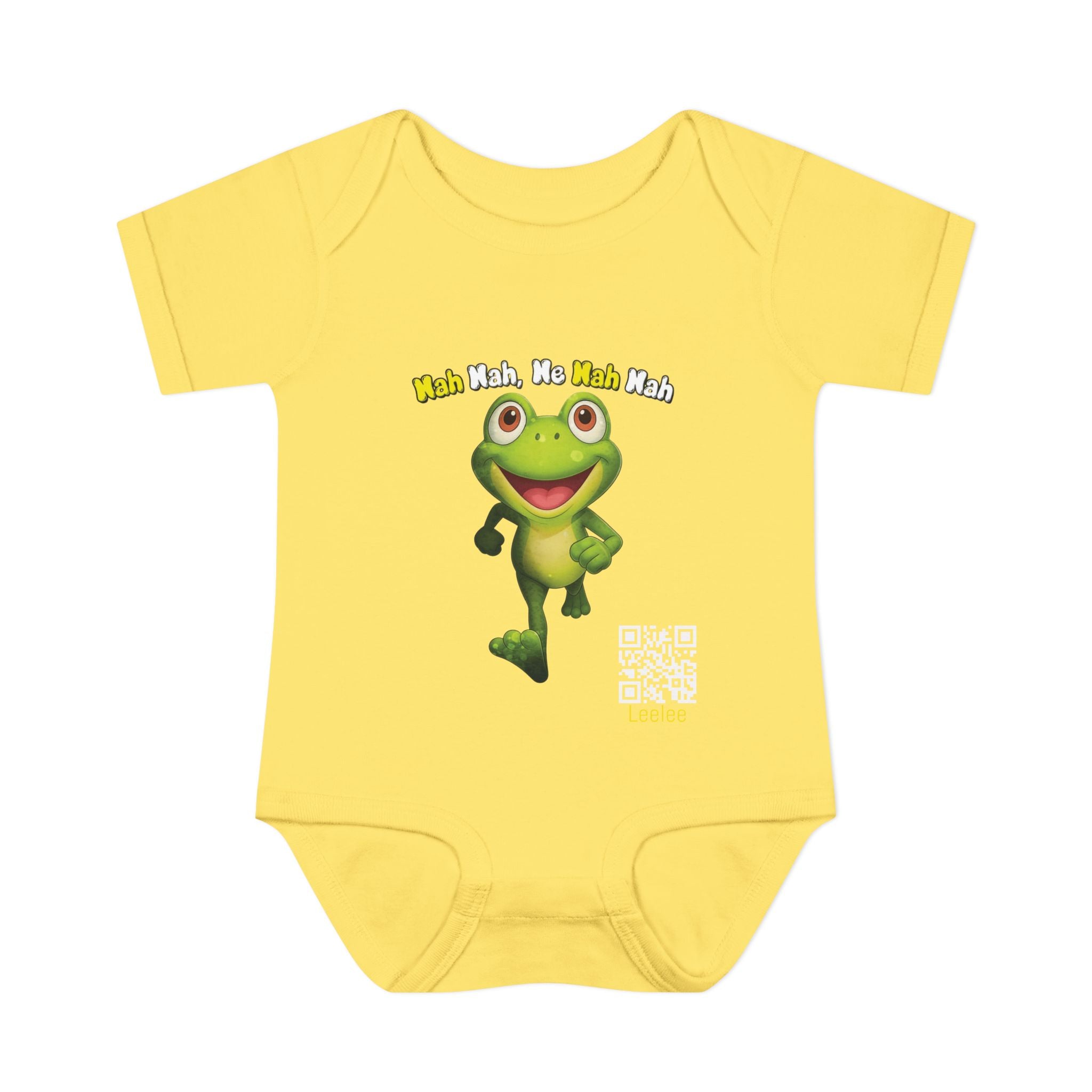 Baby Bodysuit – Cute Running Leelee Frog "Nah Nah, Ne Nah Nah" Infant Onesie