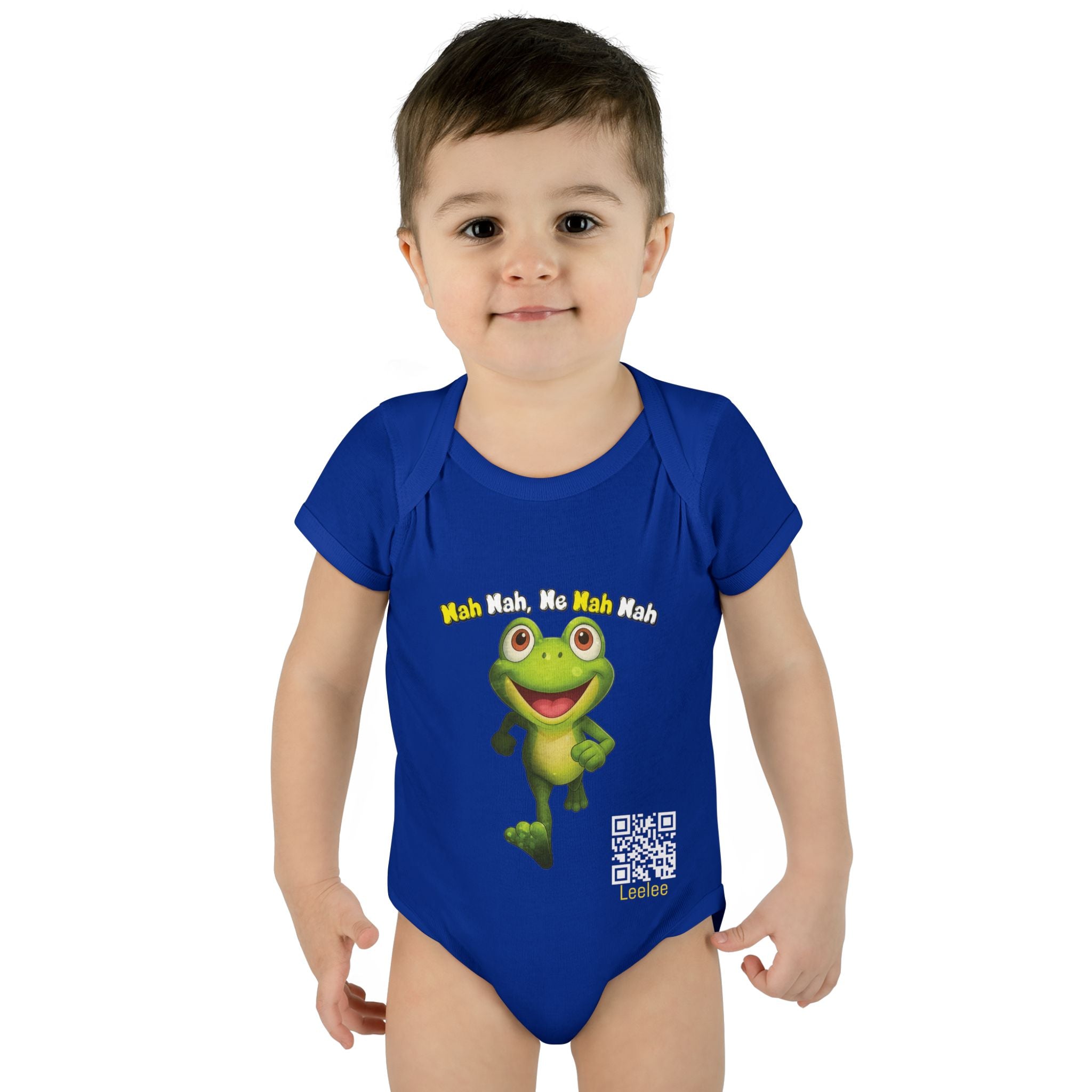 Baby Bodysuit – Cute Running Leelee Frog "Nah Nah, Ne Nah Nah" Infant Onesie