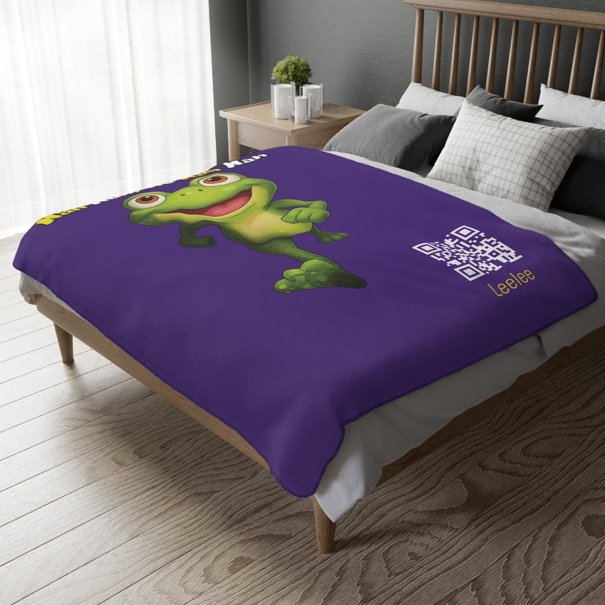Cute Leelee Running Frog "Nah Nah, Ne Nah Nah" Microfiber Blanket