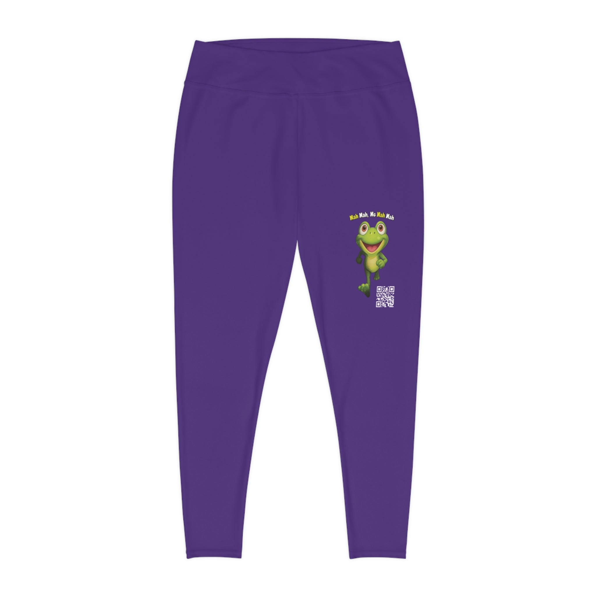 Leelee Inspired Plus Size Leggings (Purple) — Cute Smiling Leelee Running Frog Graphic Leggings