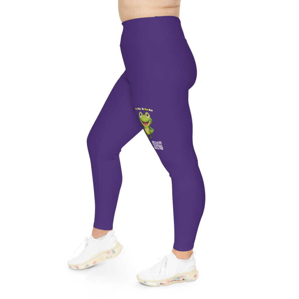 Leelee Inspired Plus Size Leggings (Purple) — Cute Smiling Leelee Running Frog Graphic Leggings