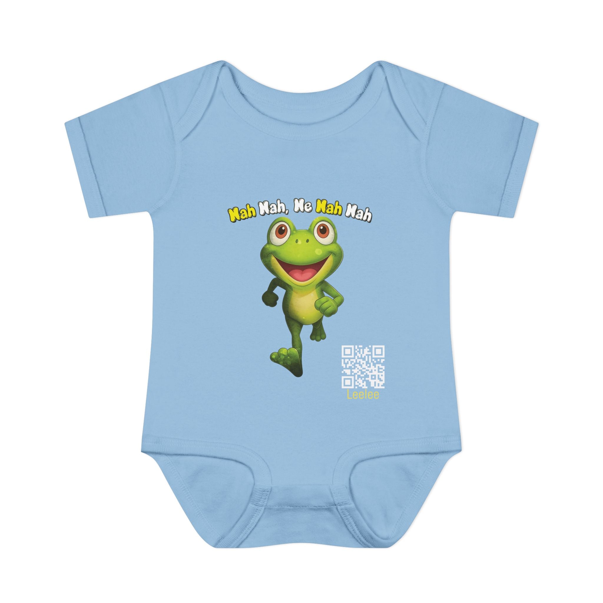 Baby Bodysuit – Cute Running Leelee Frog "Nah Nah, Ne Nah Nah" Infant Onesie