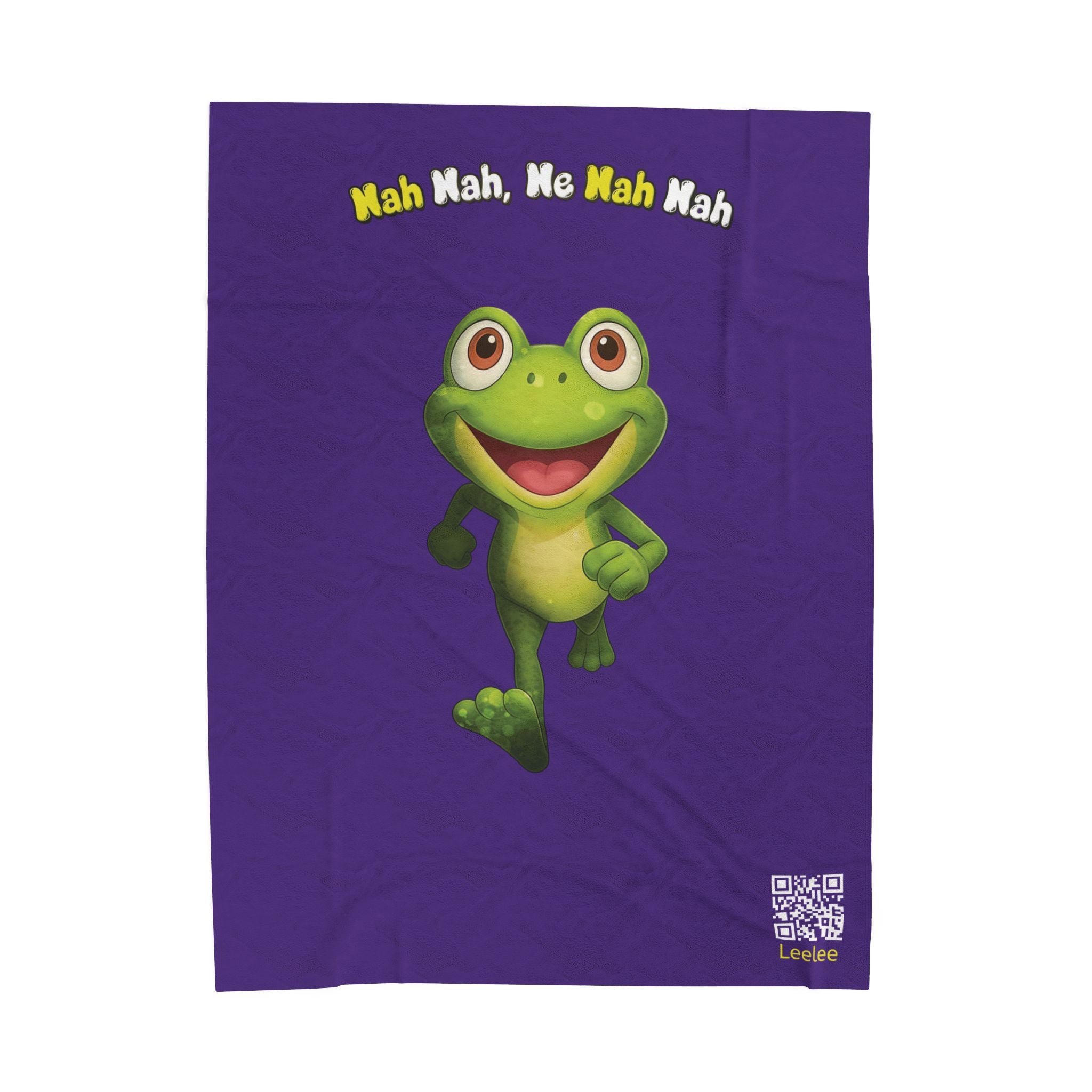 Leelee Frog Velveteen Plush Blanket — "Nah Wah, Ne Nah Nah" Cozy Throw for Kids & Frog Lovers