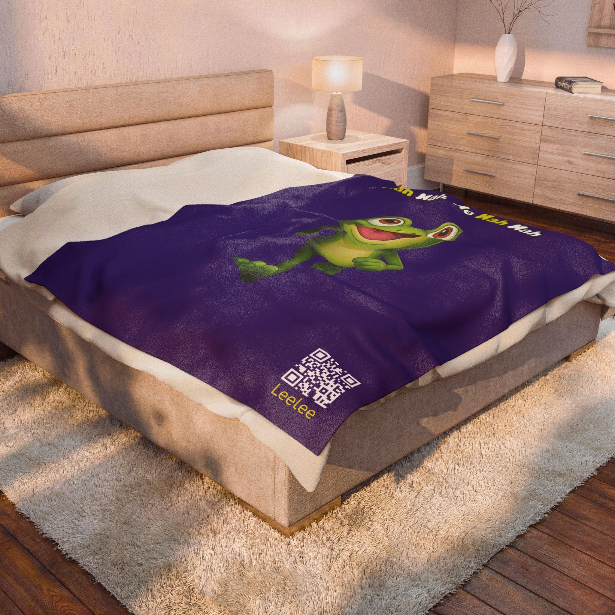 Leelee Frog Velveteen Plush Blanket — "Nah Wah, Ne Nah Nah" Cozy Throw for Kids & Frog Lovers