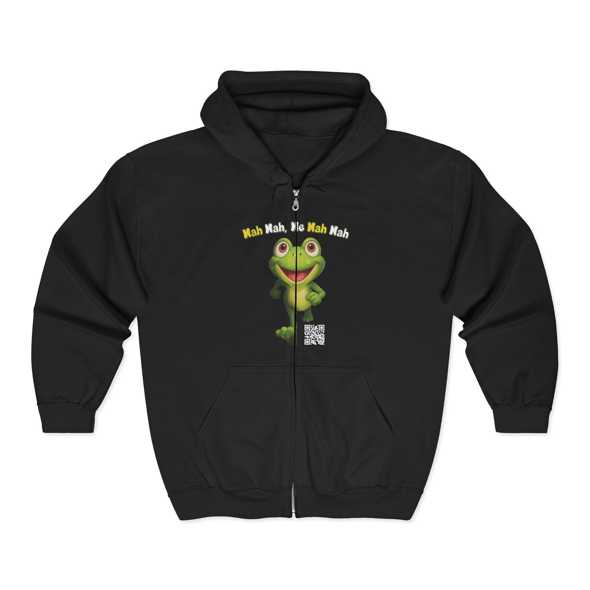 Leelee Running Frog Zip Hoodie — Cute "Nah Nah, Ne Nah Nah" Graphic Full-Zip Sweatshirt