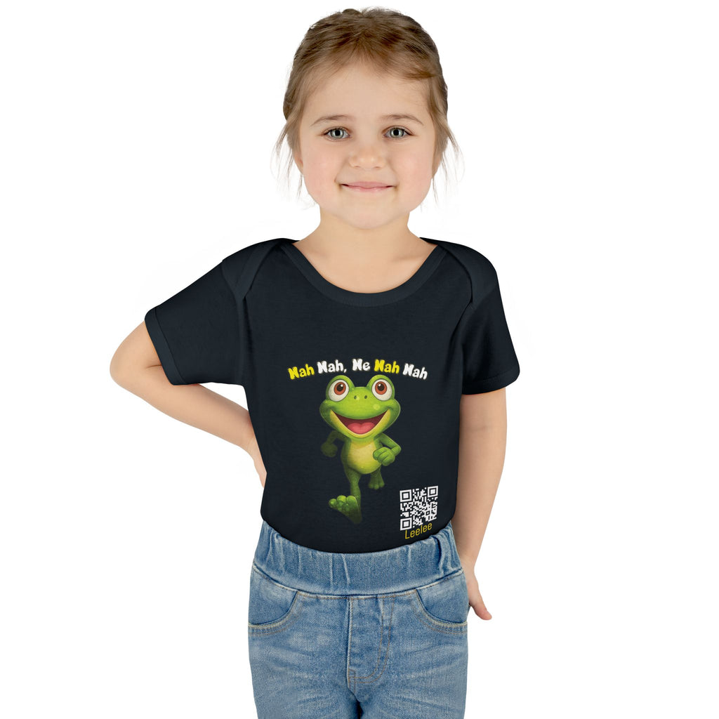 Baby Bodysuit – Cute Running Leelee Frog "Nah Nah, Ne Nah Nah" Infant Onesie