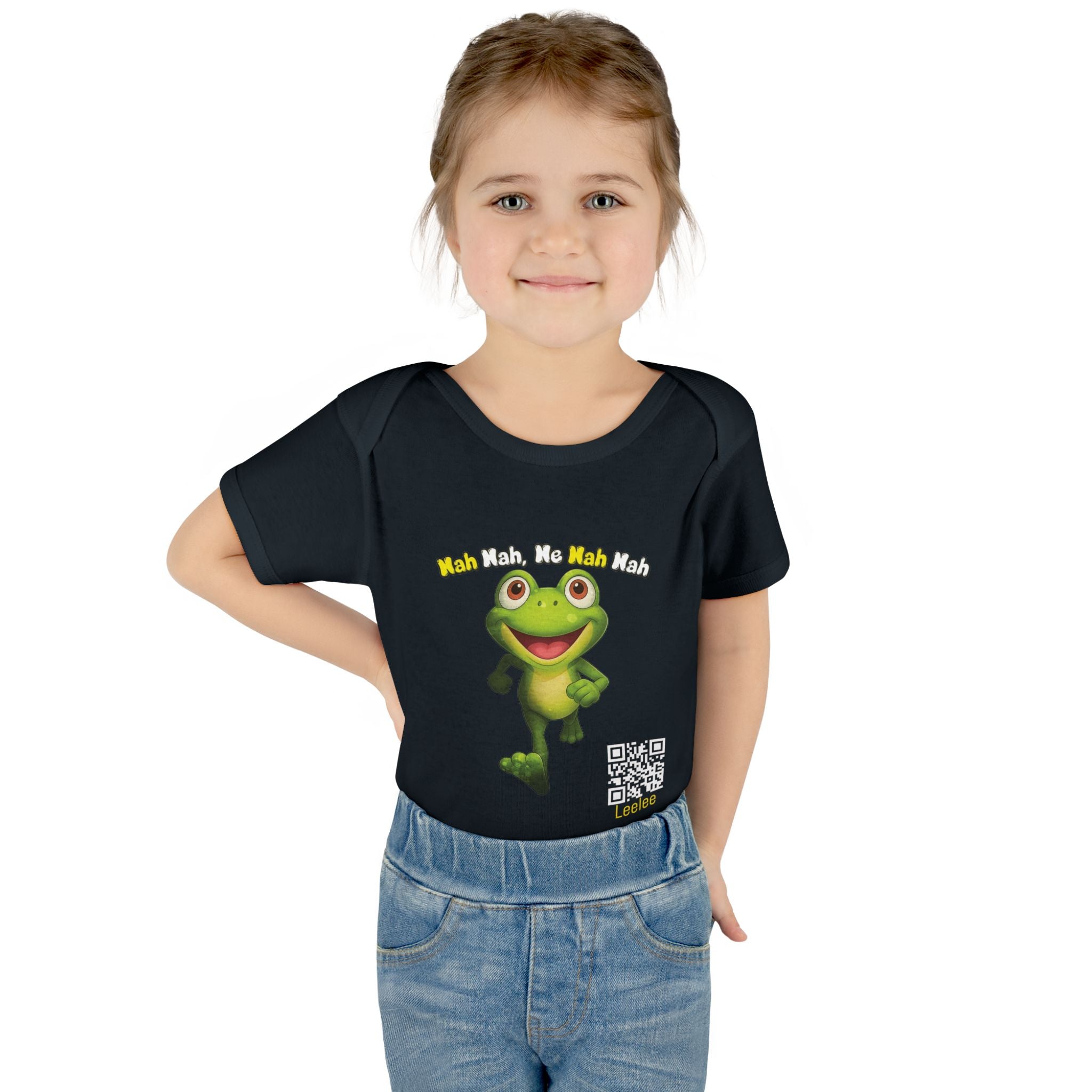 Baby Bodysuit – Cute Running Leelee Frog "Nah Nah, Ne Nah Nah" Infant Onesie