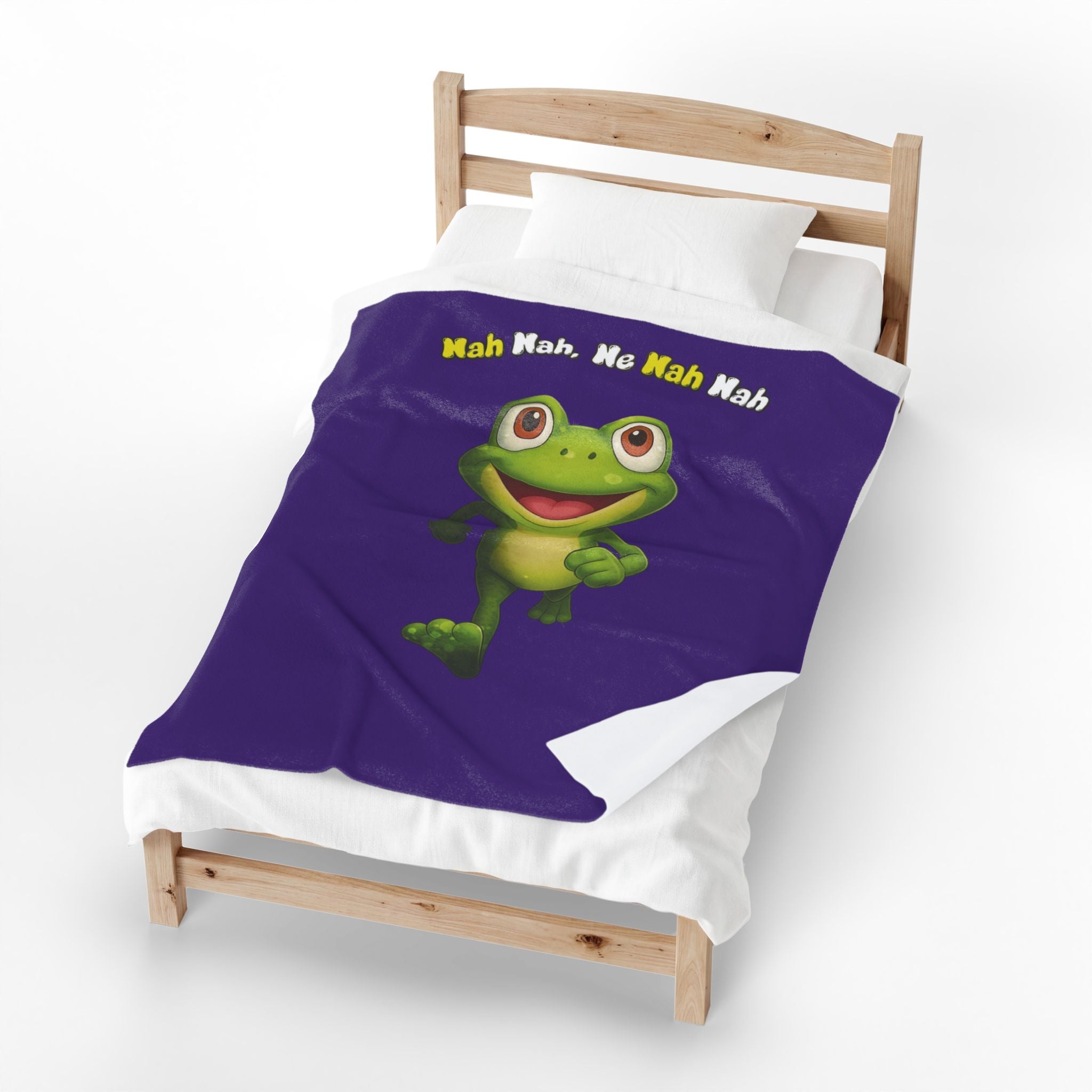 Leelee Frog Velveteen Plush Blanket — "Nah Wah, Ne Nah Nah" Cozy Throw for Kids & Frog Lovers