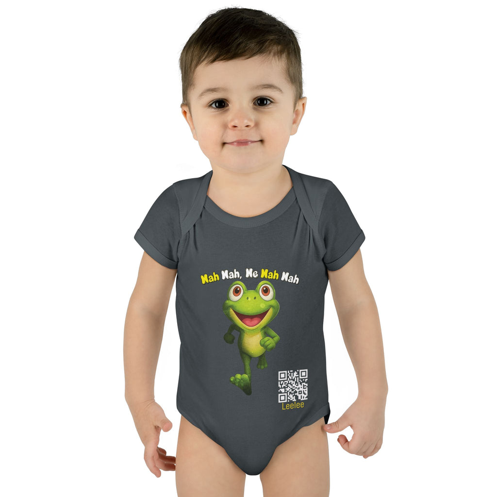Baby Bodysuit – Cute Running Leelee Frog "Nah Nah, Ne Nah Nah" Infant Onesie