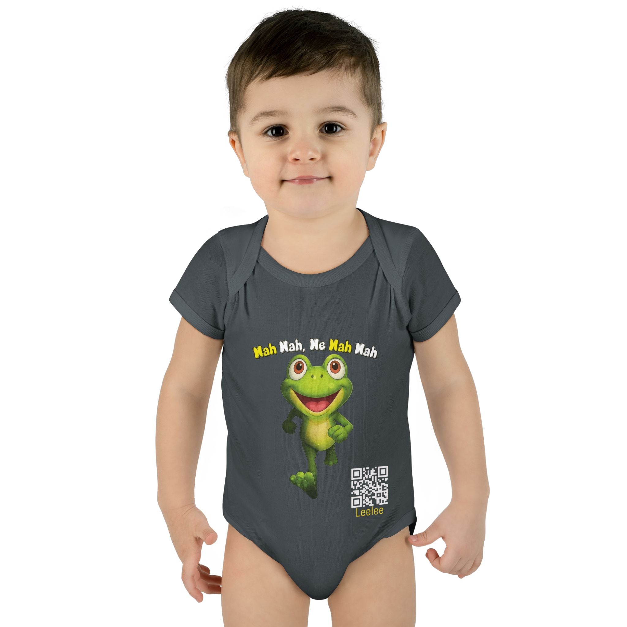 Baby Bodysuit – Cute Running Leelee Frog "Nah Nah, Ne Nah Nah" Infant Onesie